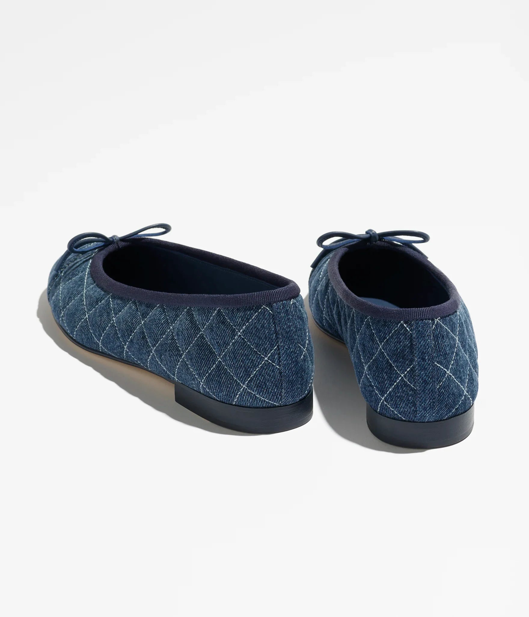 Ballet Flats in Tweed and Fabric Denim