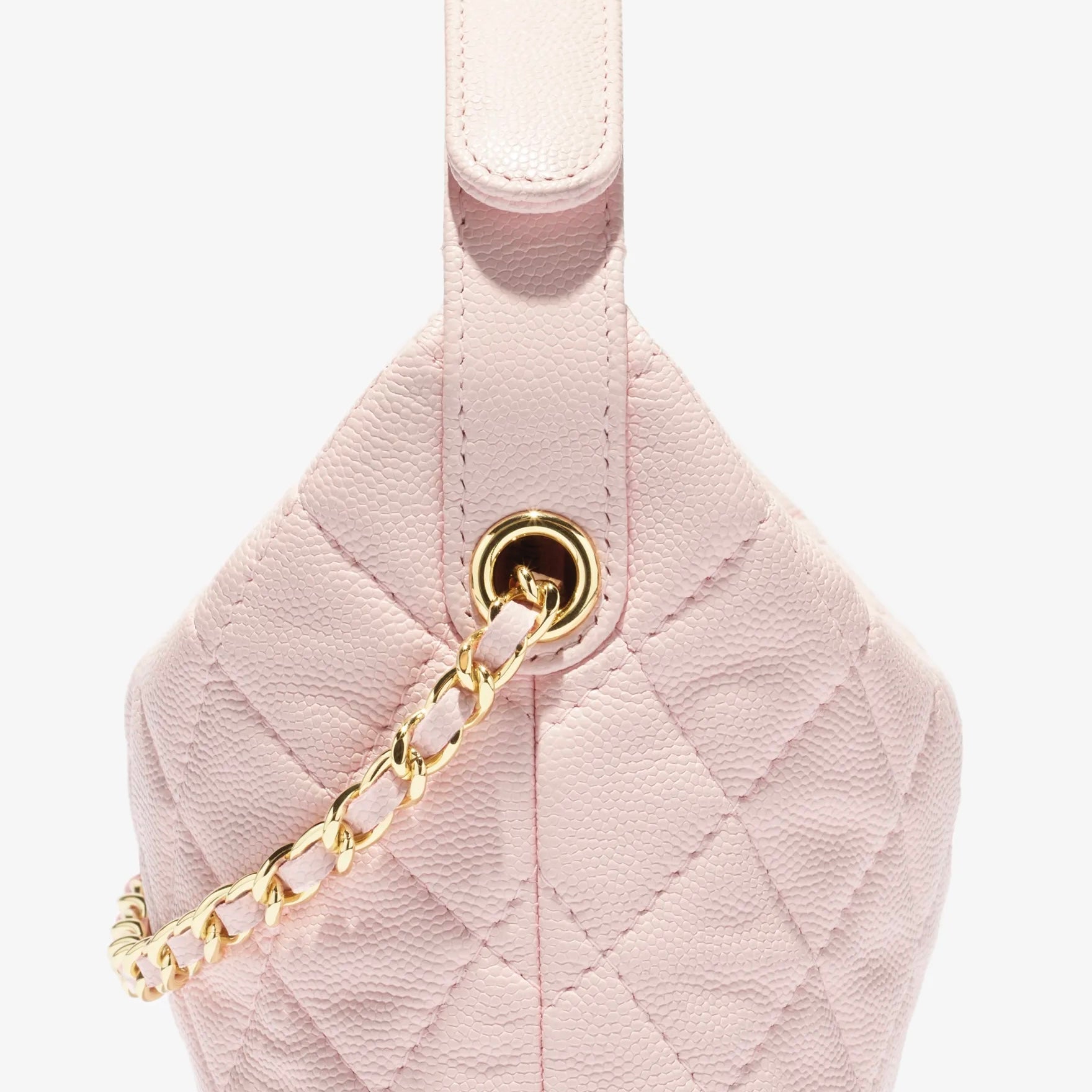 Clutch With Chain in Grained Shiny Calfskin