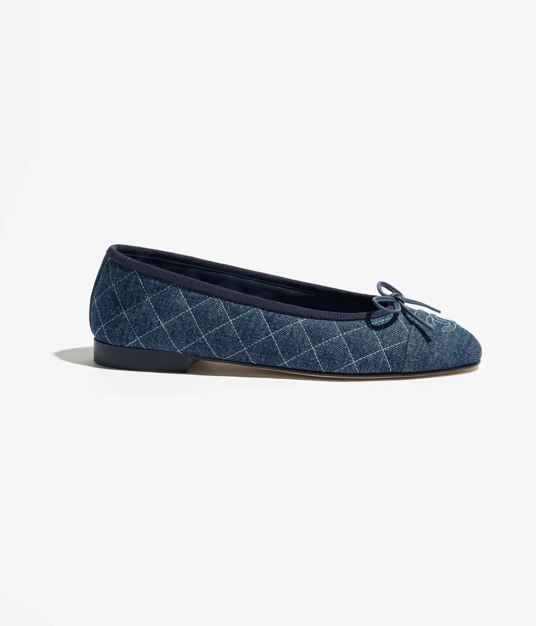Ballet Flats in Tweed and Fabric Denim