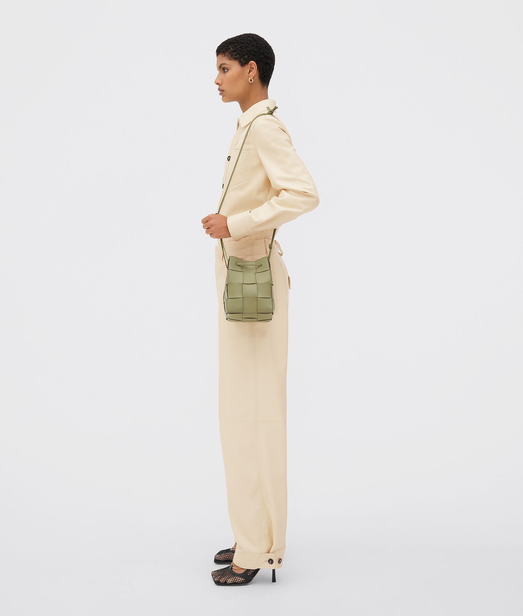Small Cassette Cross-Body Bucket “Travertine”