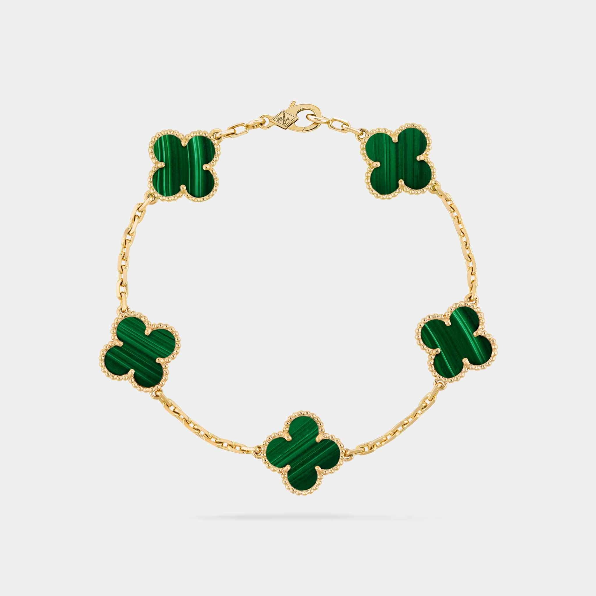 Alhambra Gold Motifs Bracelet Malachite