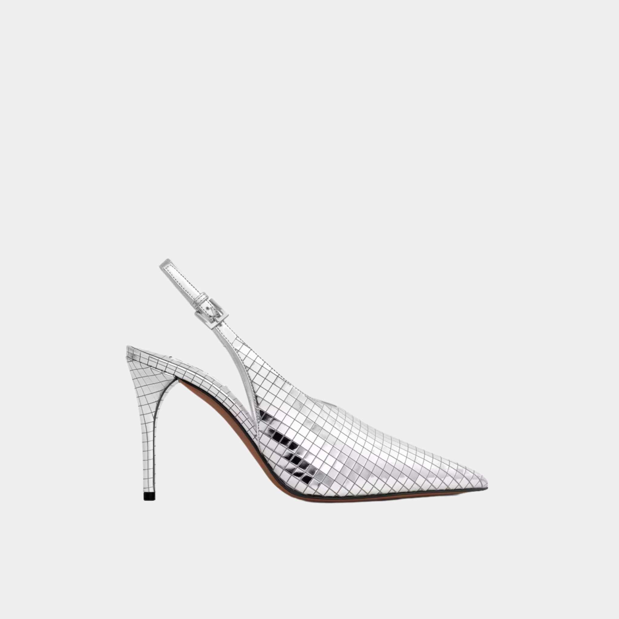 Art Deco Slingbacks In Mirror Calfskin