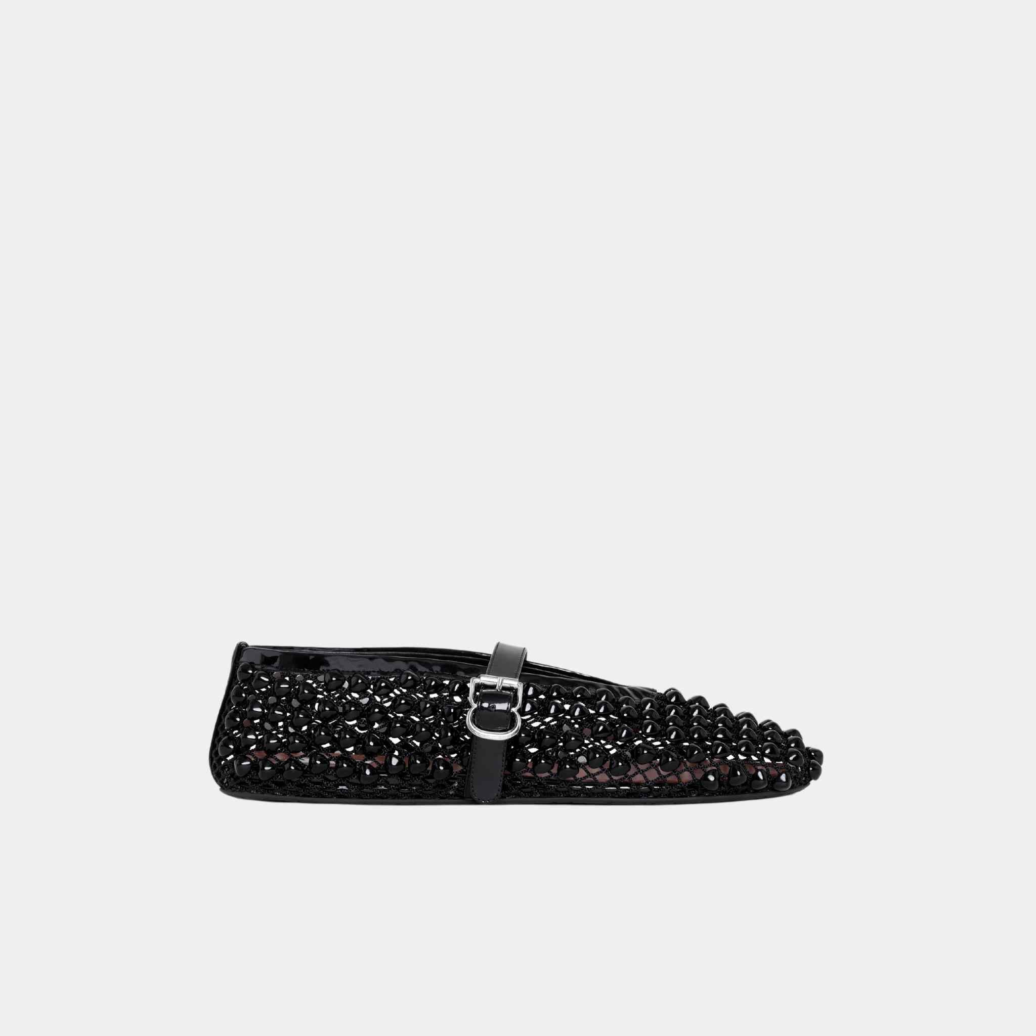Ballet flats With Studs On Fishnet