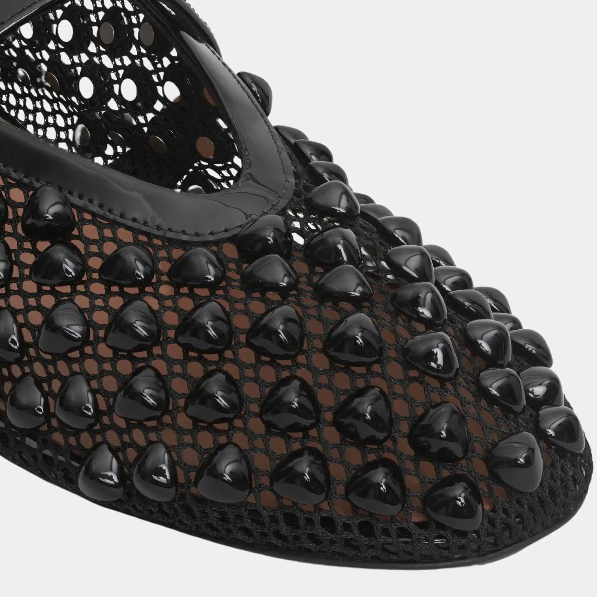 Ballet flats With Studs On Fishnet