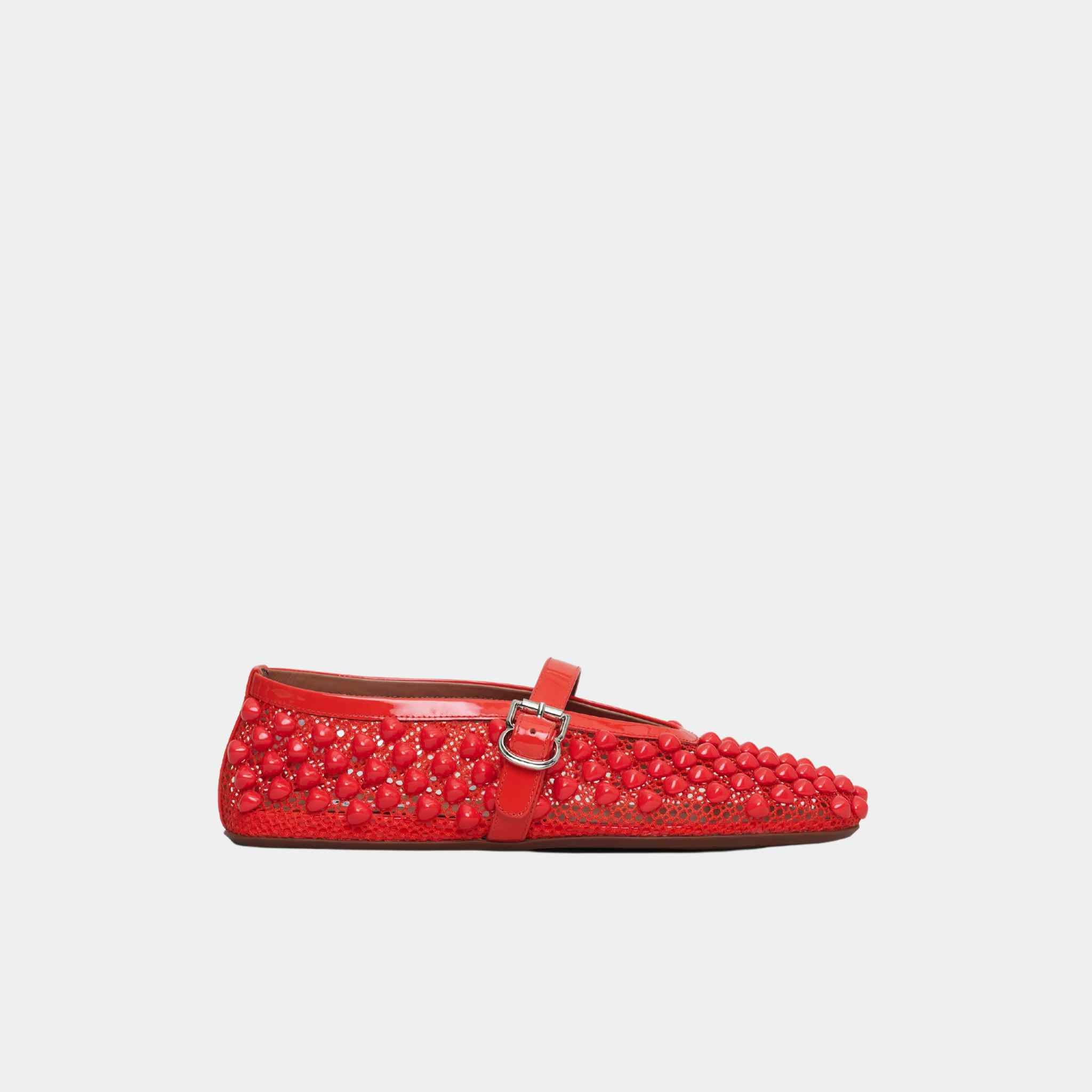 Ballet flats With Studs On Fishnet