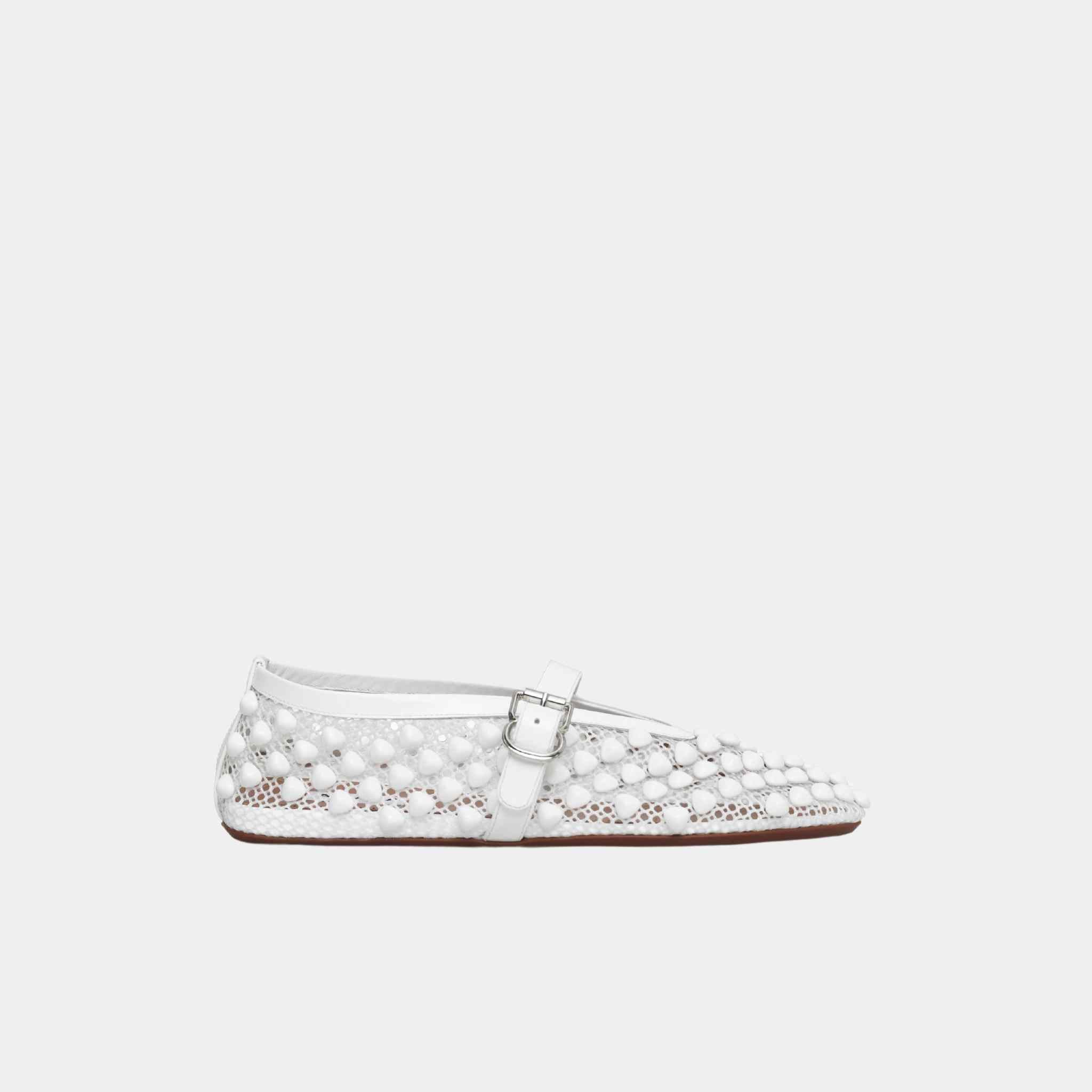 Ballet flats With Studs On Fishnet