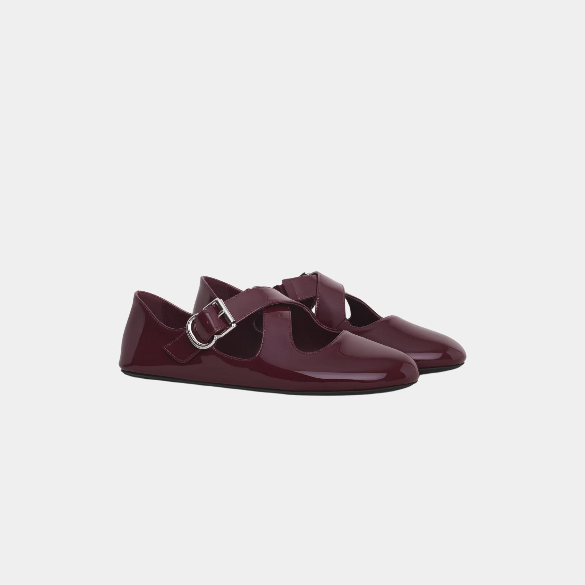 Criss Cross Ballet Flats In Patent Calfskin