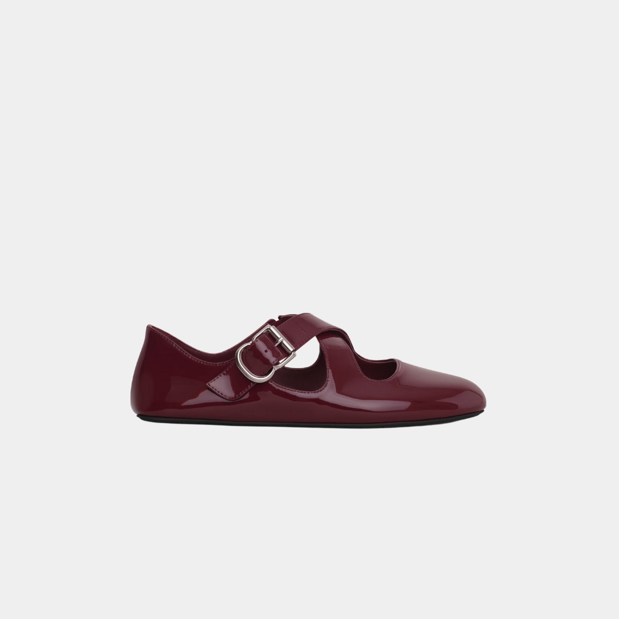 Criss Cross Ballet Flats In Patent Calfskin