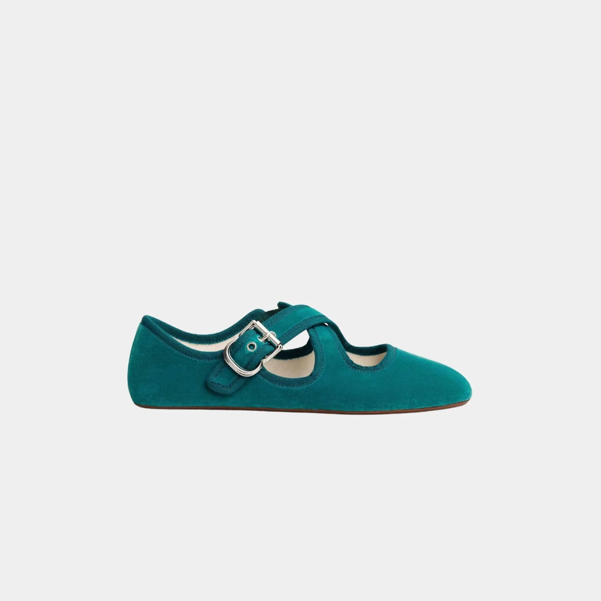 Criss Cross Ballet Flats in Velvet