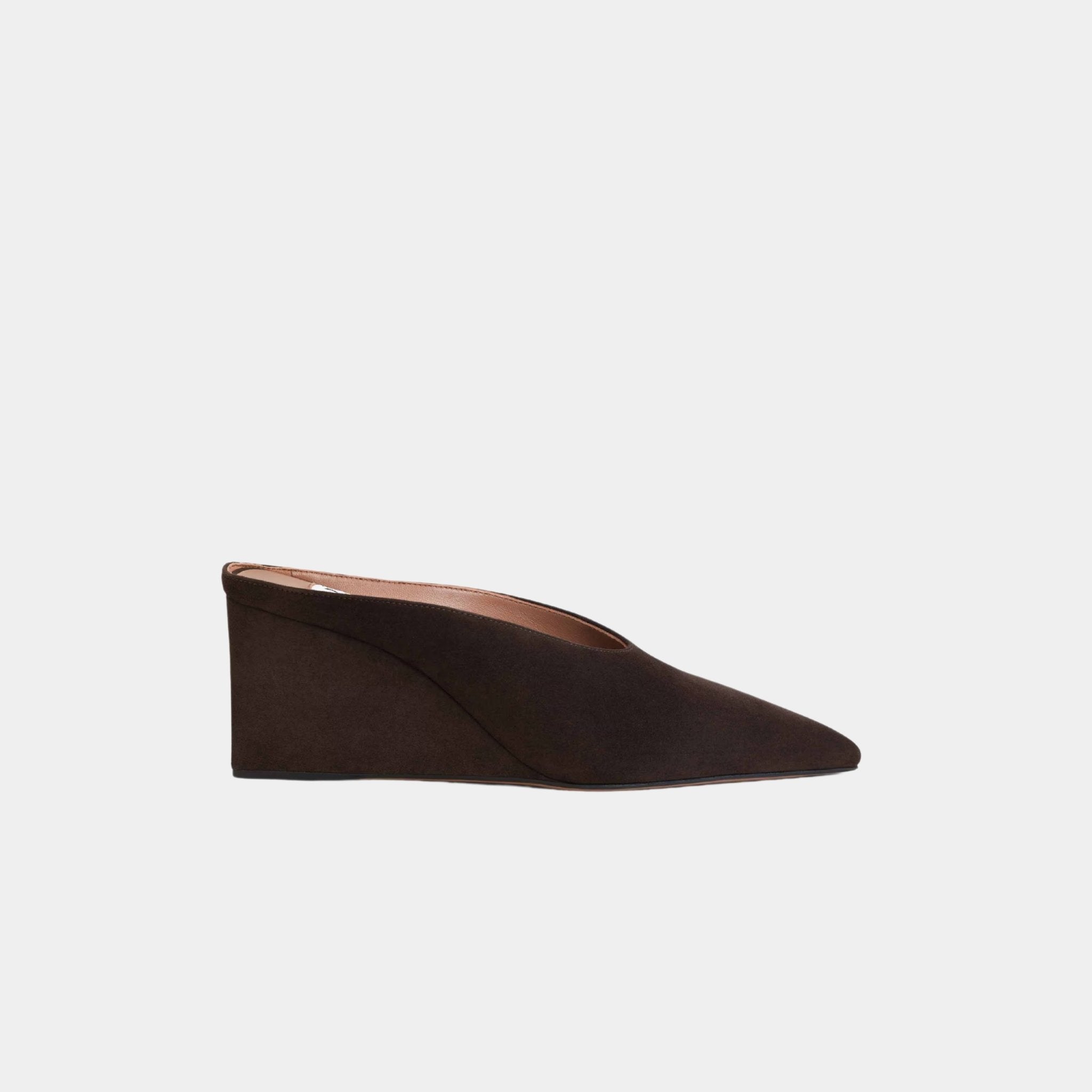 Cube Wedge Mules In Suede Goatskin