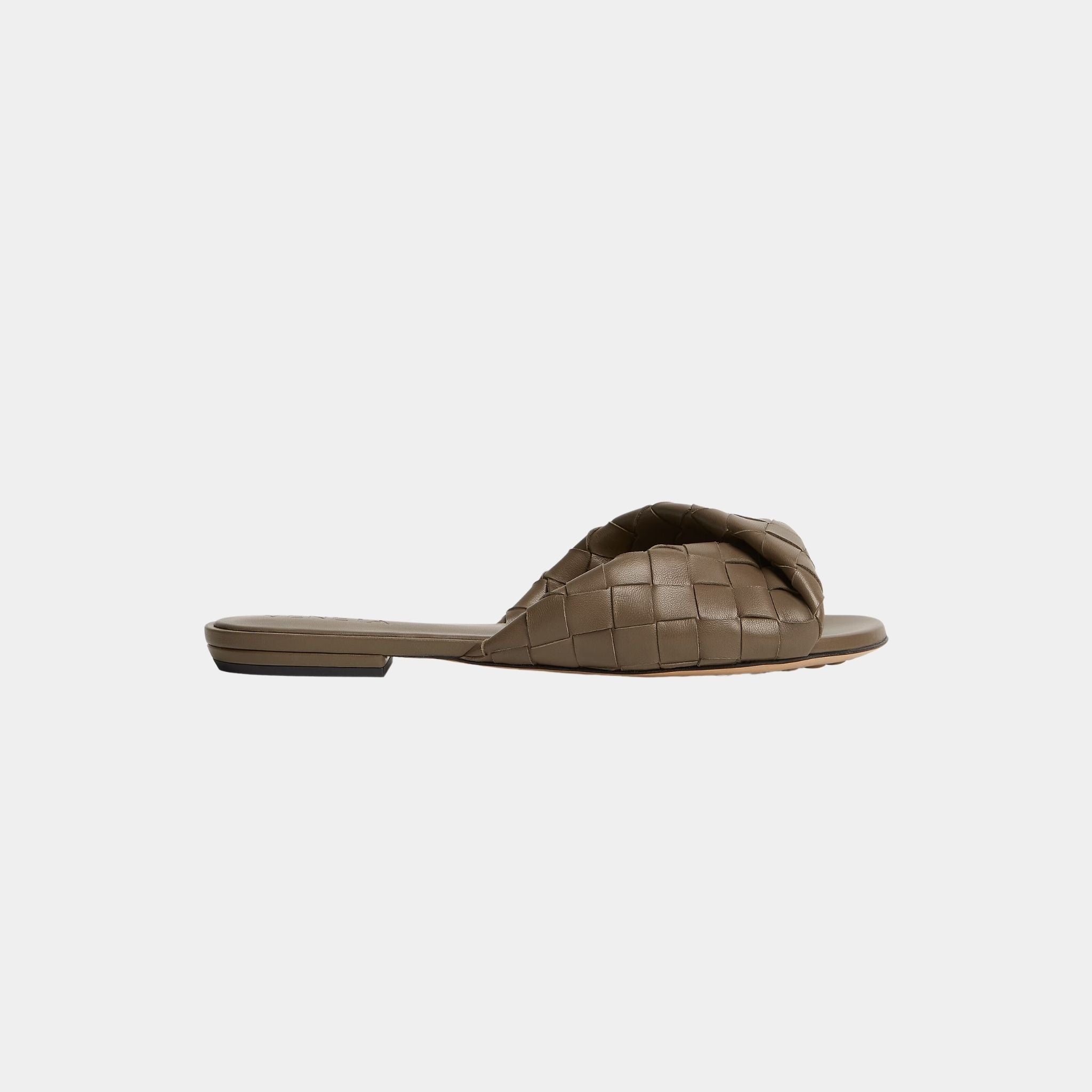 Blink Flat Mule Folded Detail in Intrecciato Leather