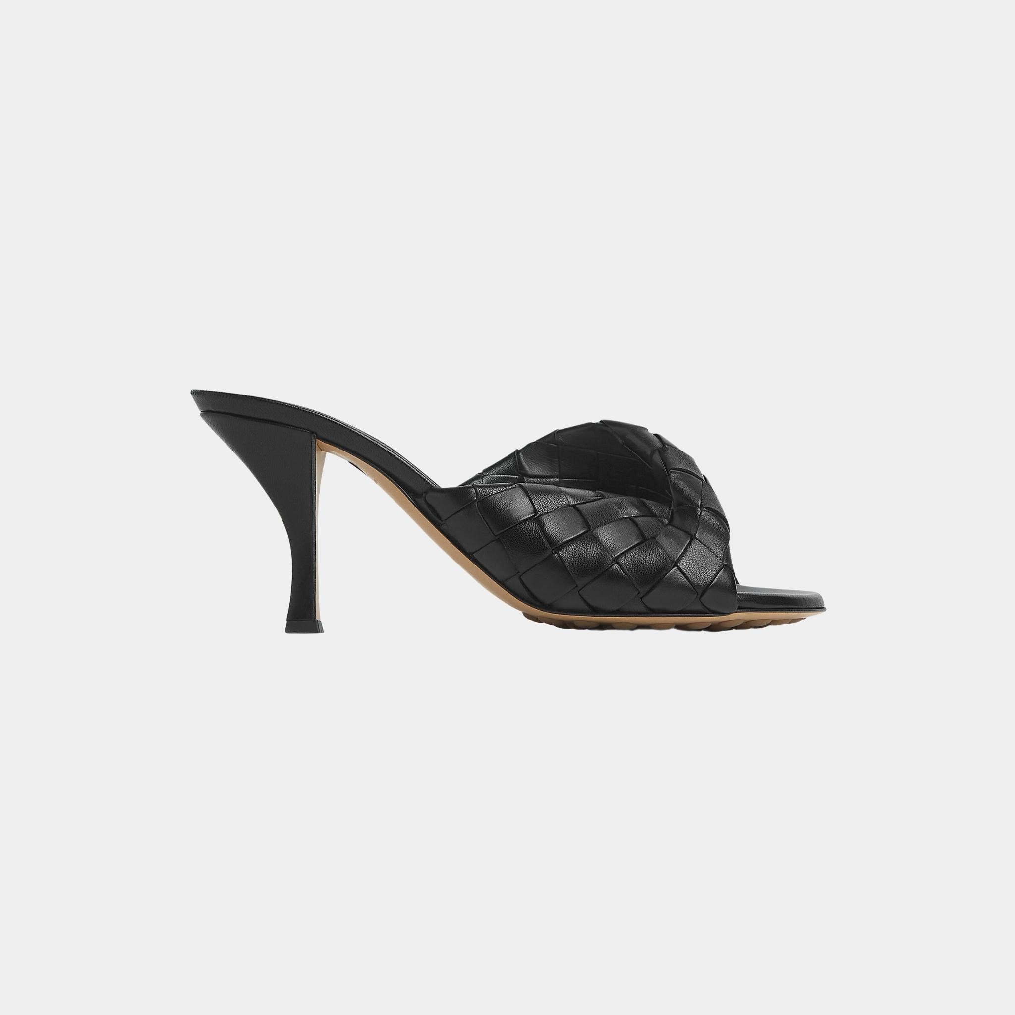 Blink Mule High Heel with Folded Detail in Intrecciato Leather