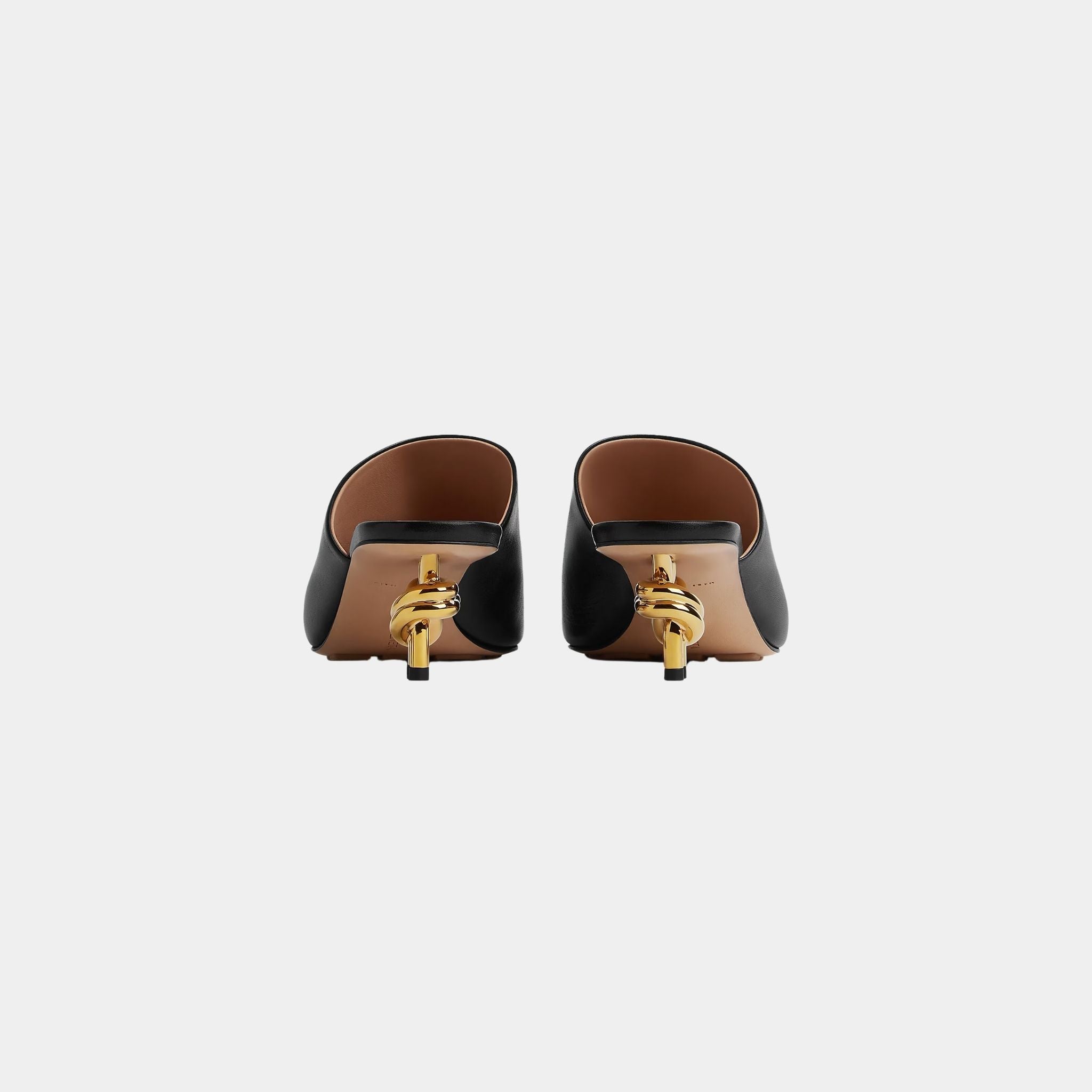 Knot Mule Lambskin with Gold Finished Metal Mid Heel