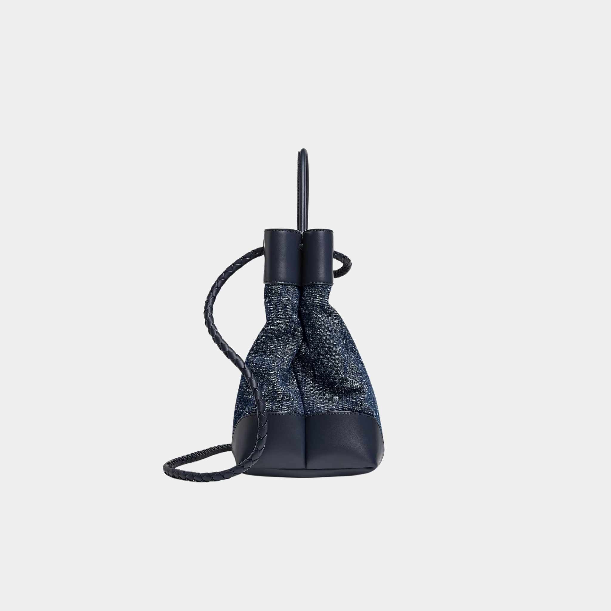 Large Andiamo Denim Boucle Calfskin Leather Handbag