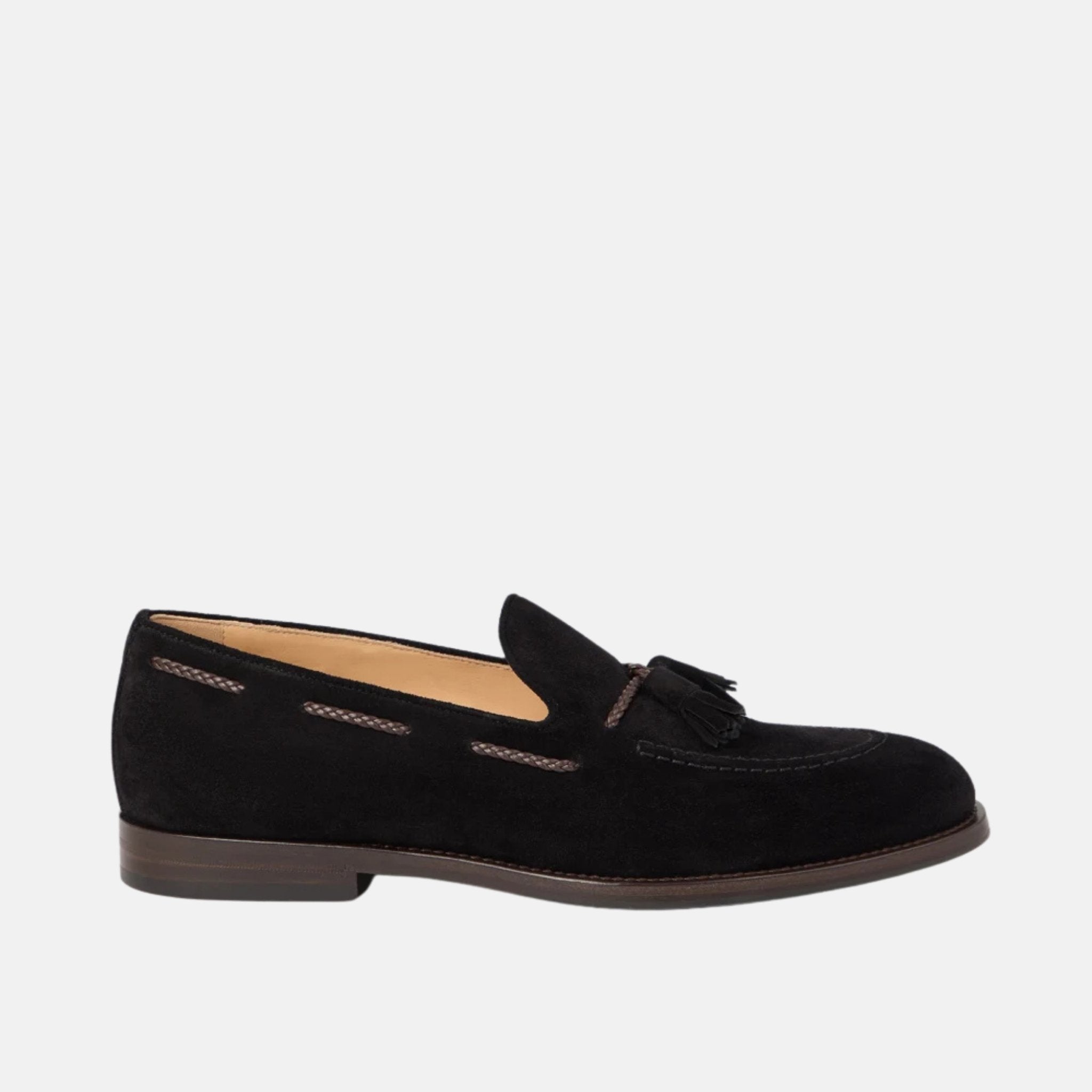 Suede Loafers With Tassels And Leather Lining