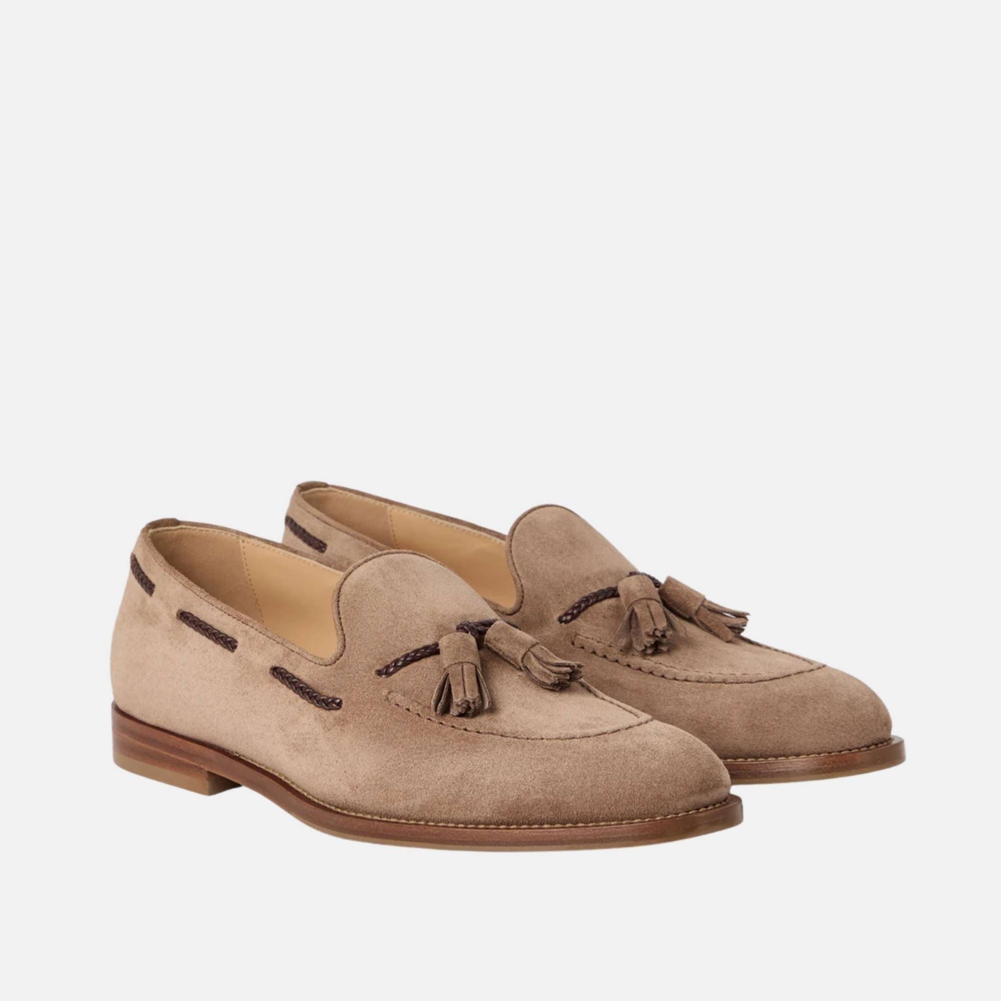 Suede Loafers With Tassels And Leather Lining
