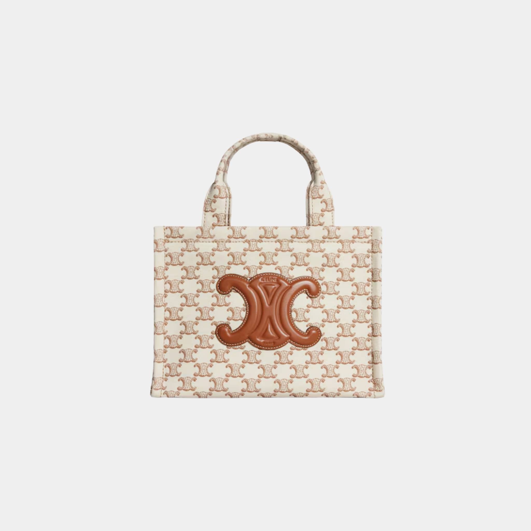 Small Cabas Thais Textile with Triomphe Canvas Print & Calfskin