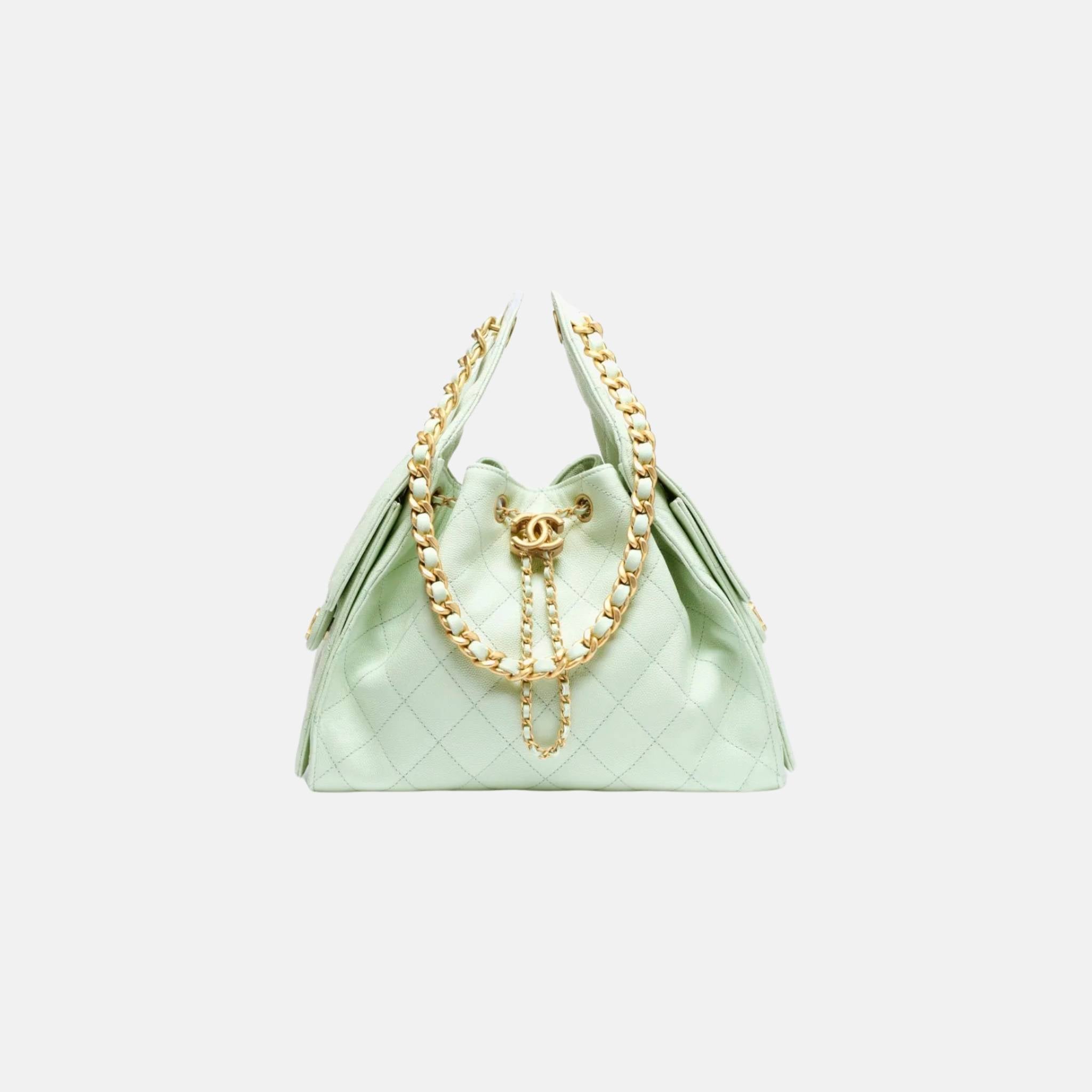 25 Small Handbag Grained Calfskin And Gold-Tone Metal