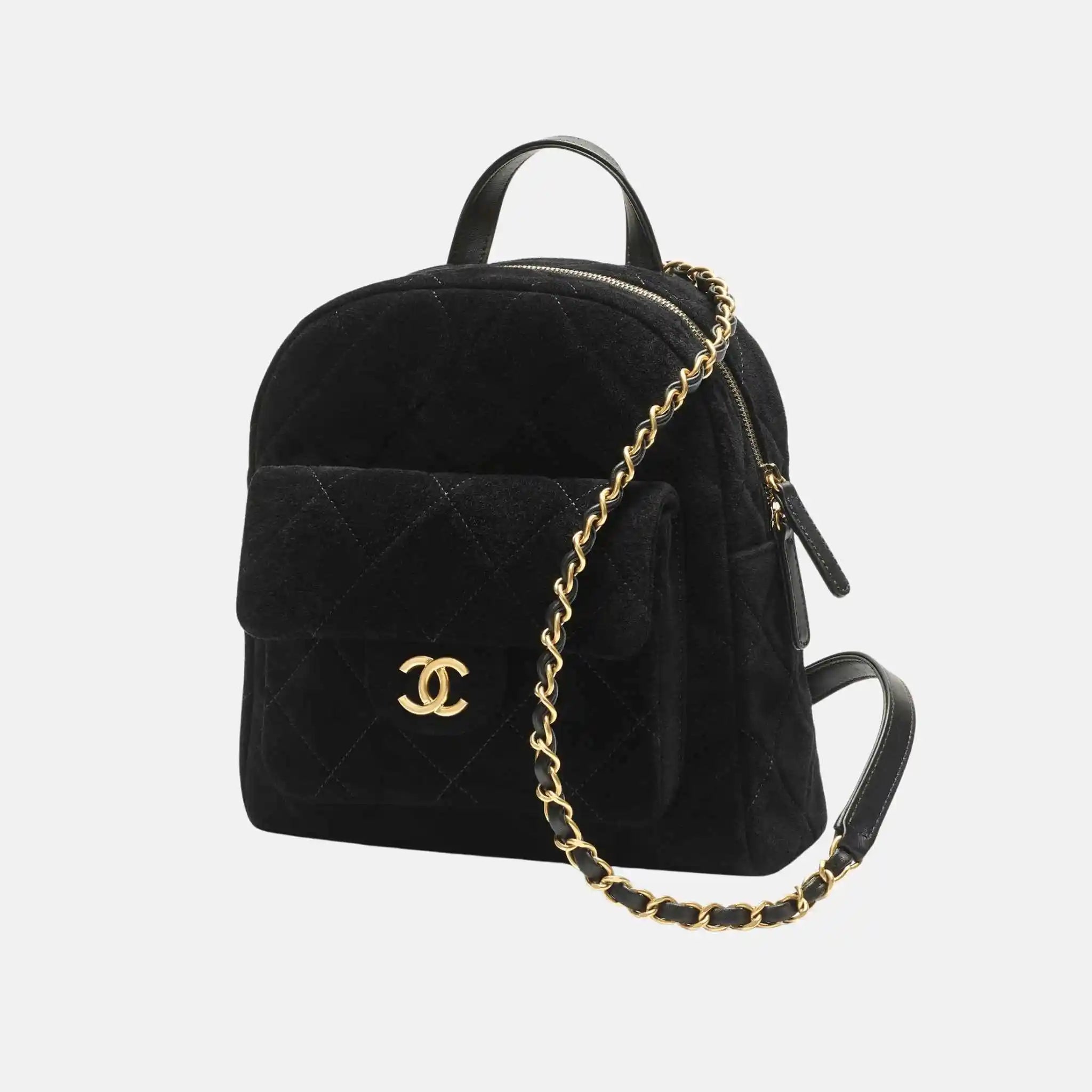 Backpack Suede Calfskin Black Fall Winter Collection