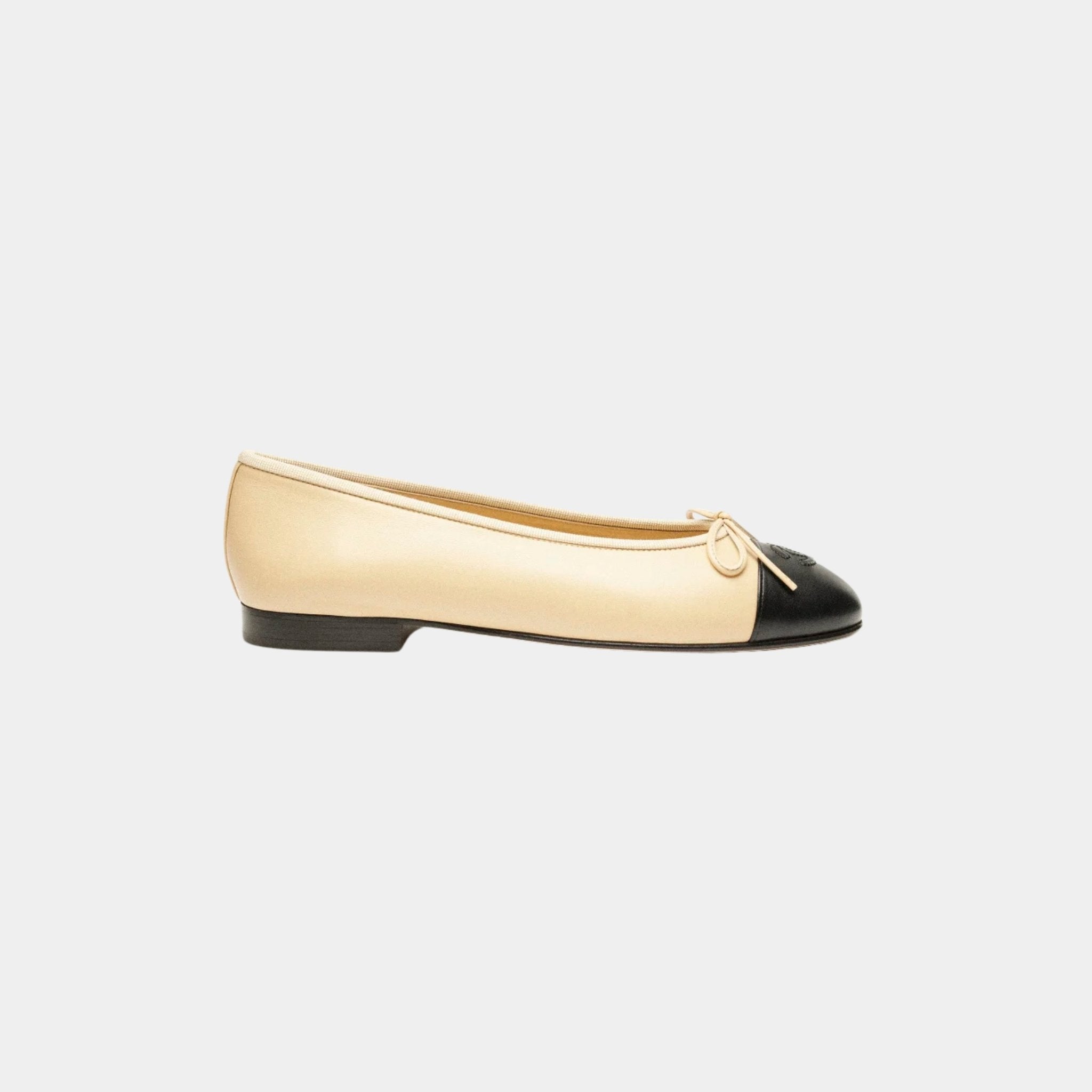 Ballerinas In Lambskin Beige And Black