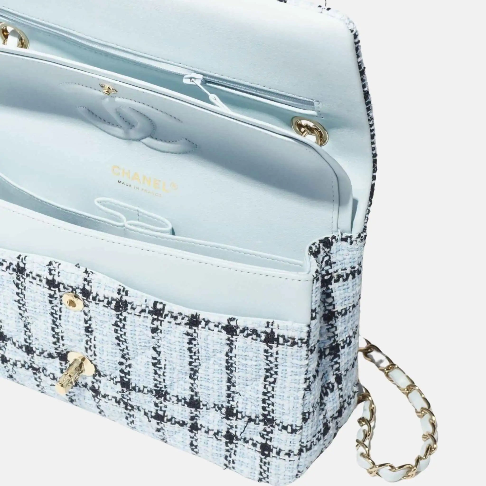 Classic 11.12 Handbag In Tweed And Gold Metal