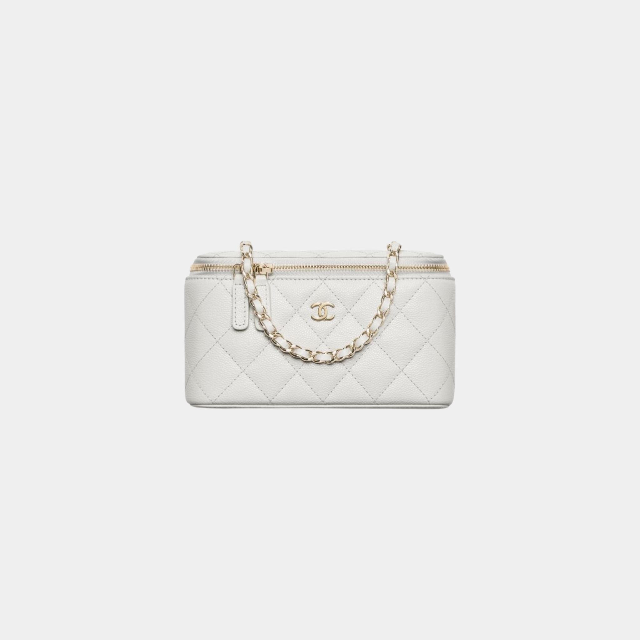 Classic Long Vanity with Chain in Grained Shiny Calfskin