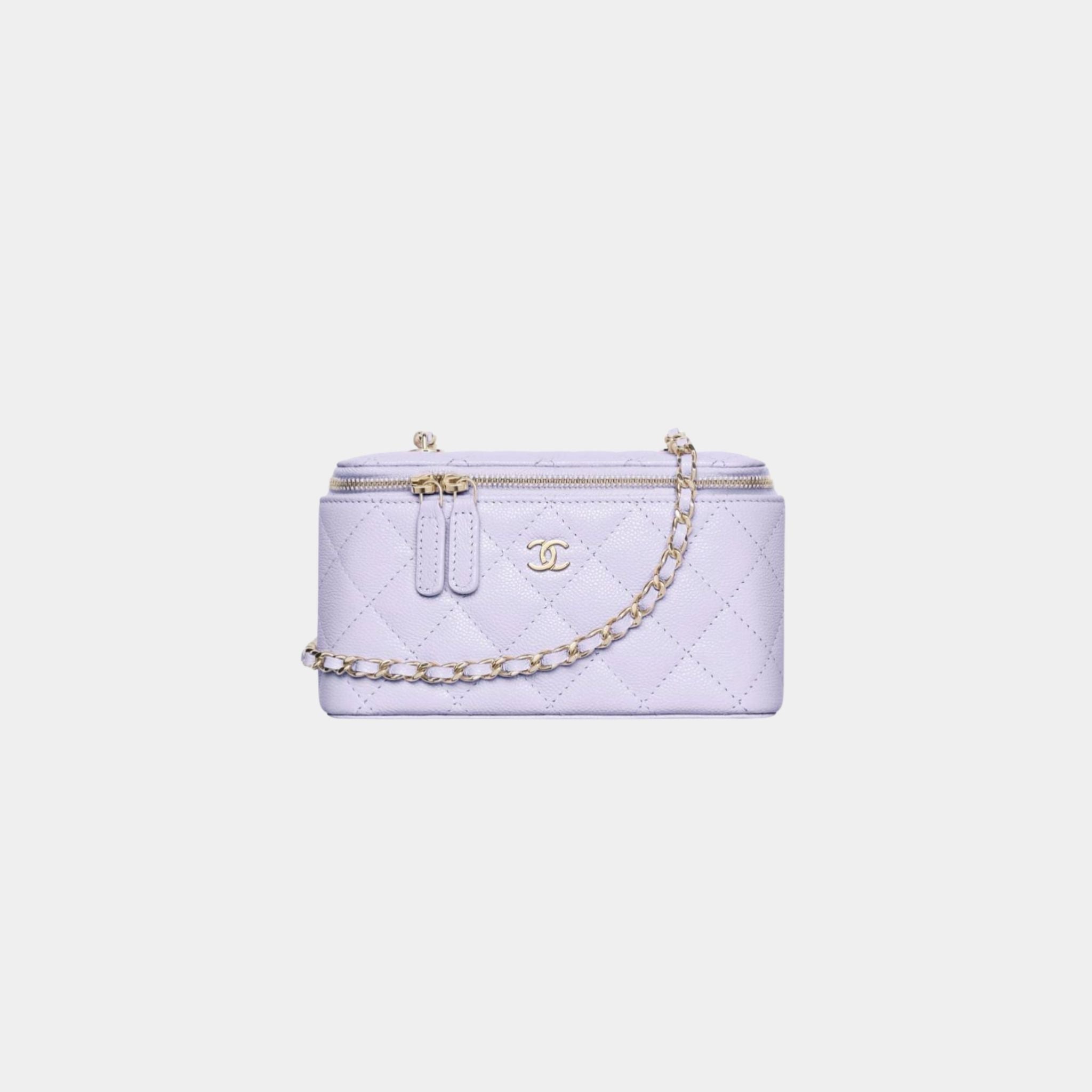 Classic Long Vanity with Chain in Grained Shiny Calfskin