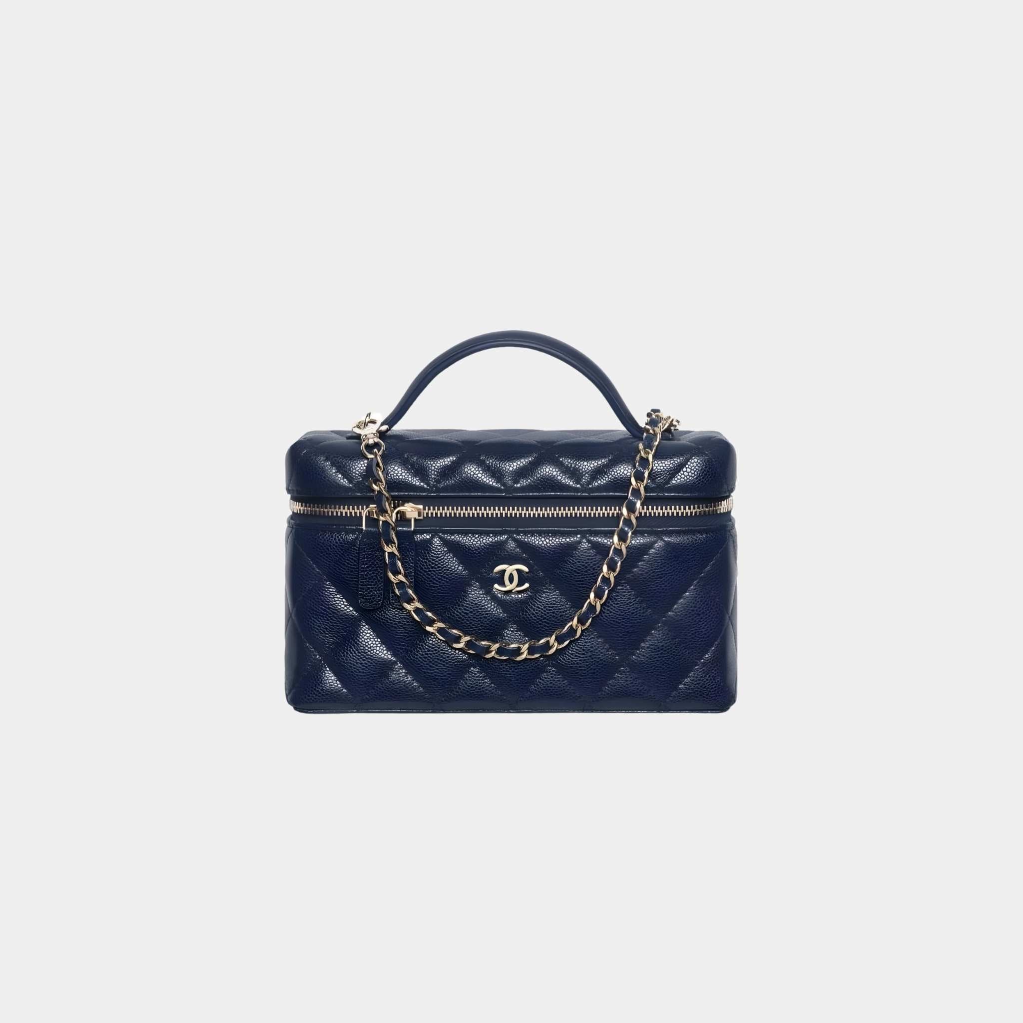 Classic Vanity with Chain in Grained Shiny Calfskin
