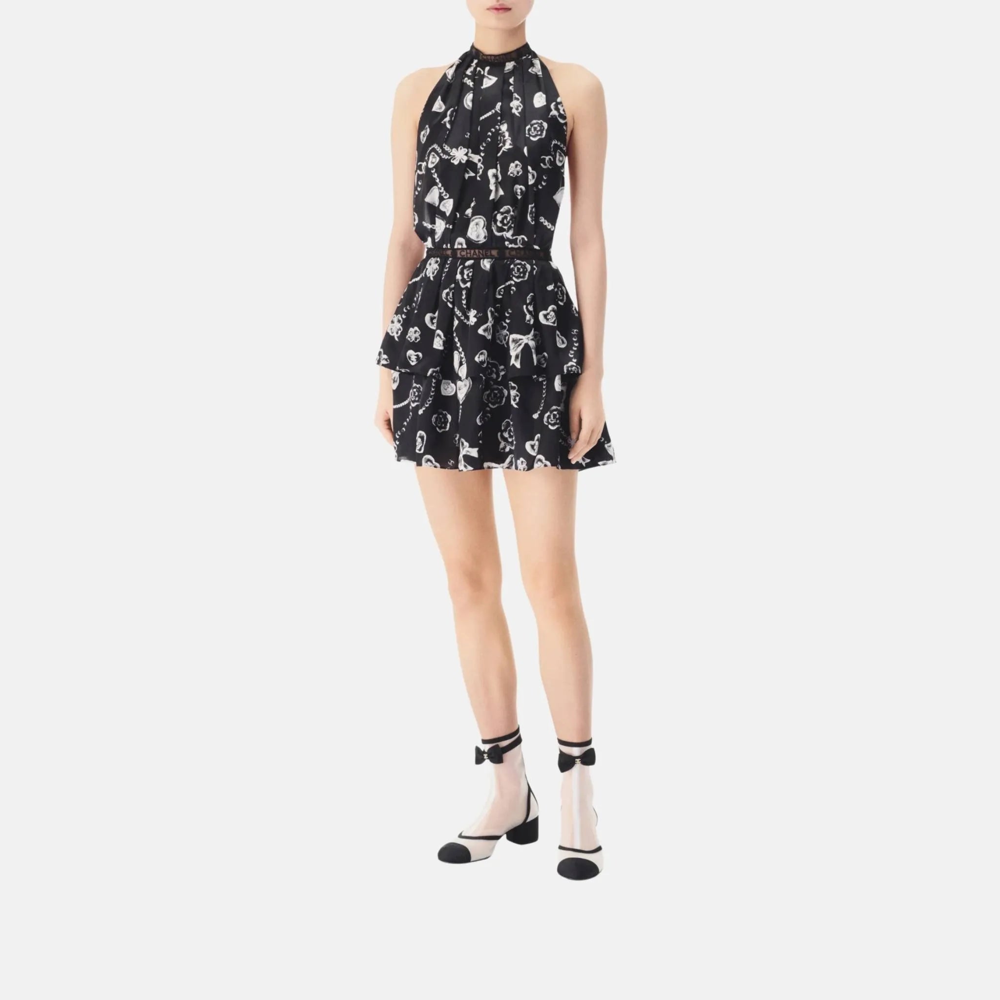Dress in Printed Silk Satin