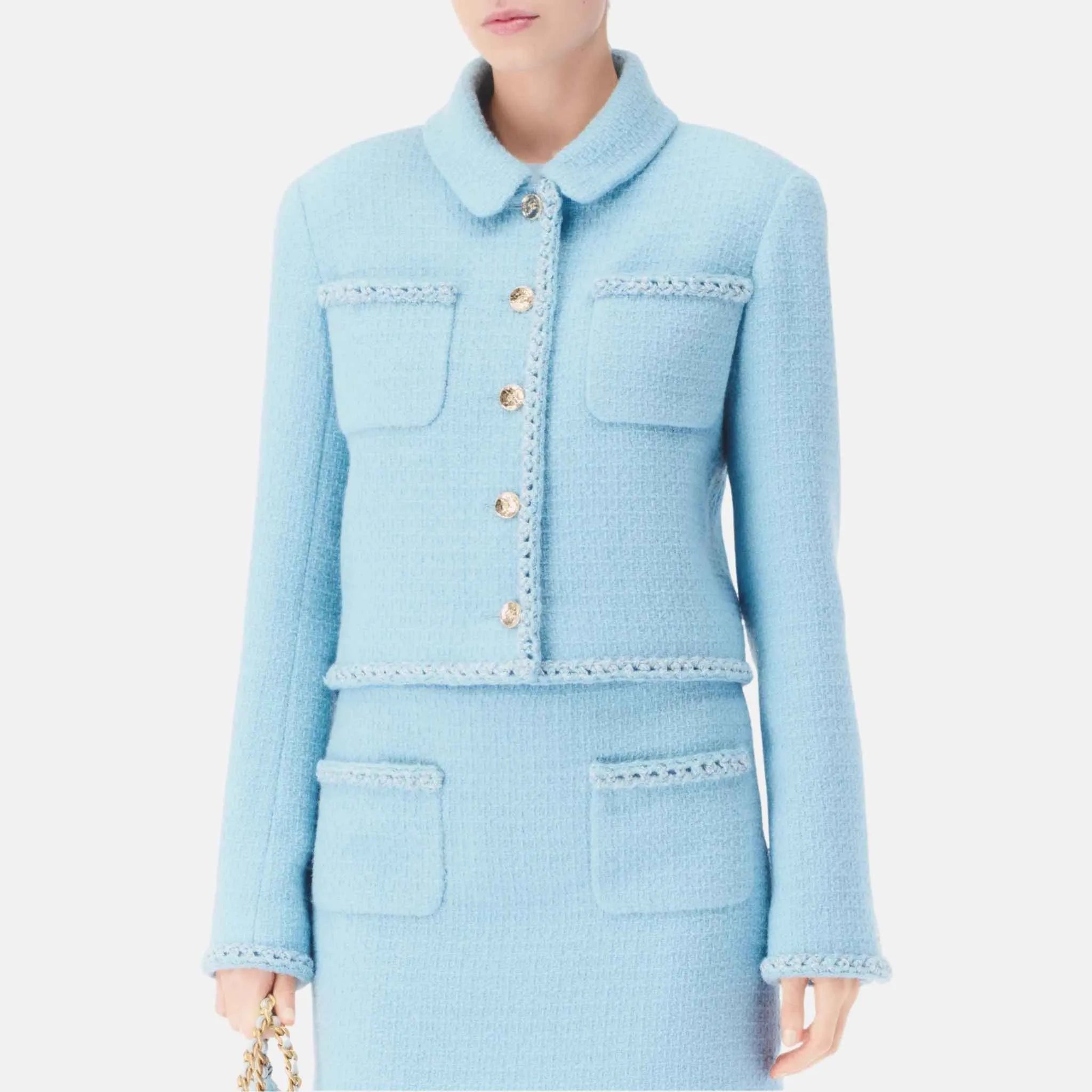 Jacket in Light Blue Wool Tweed
