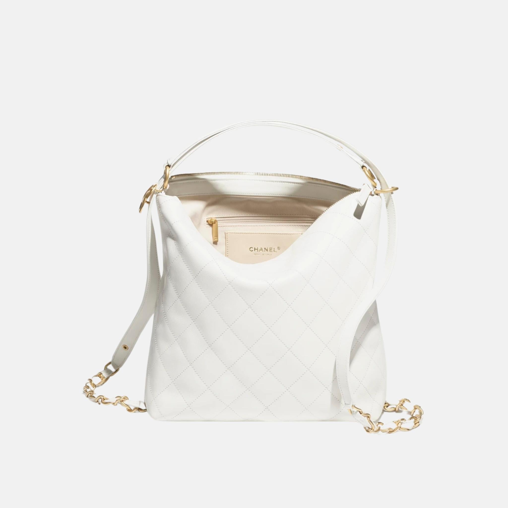 Large Backpack In Calfskin And Gold Tone Metal