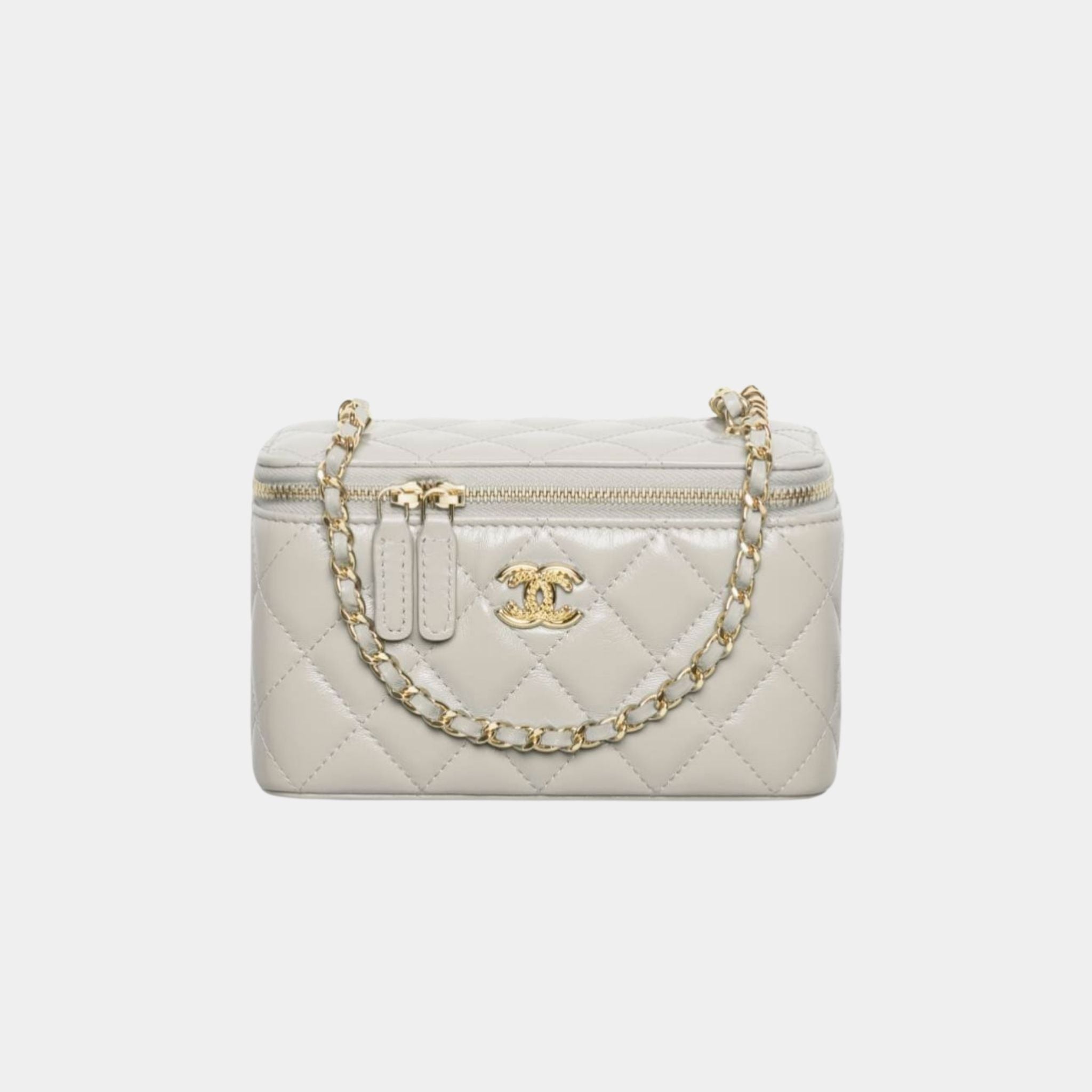 Long Vanity with Chain in Shiny Lambskin and Gold Tone