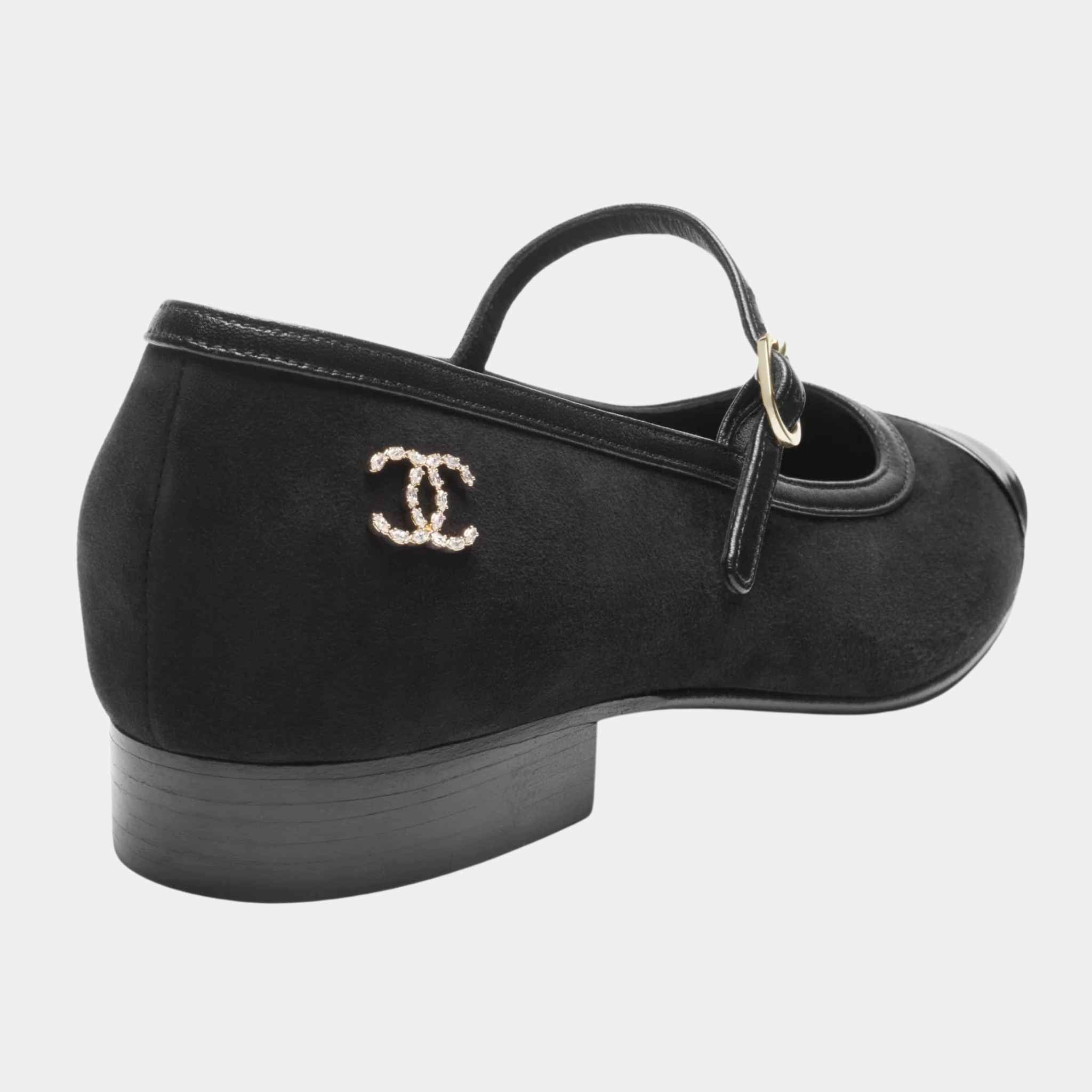 Mary Janes Suede Kidskin Lambskin Patent and Calfskin Black