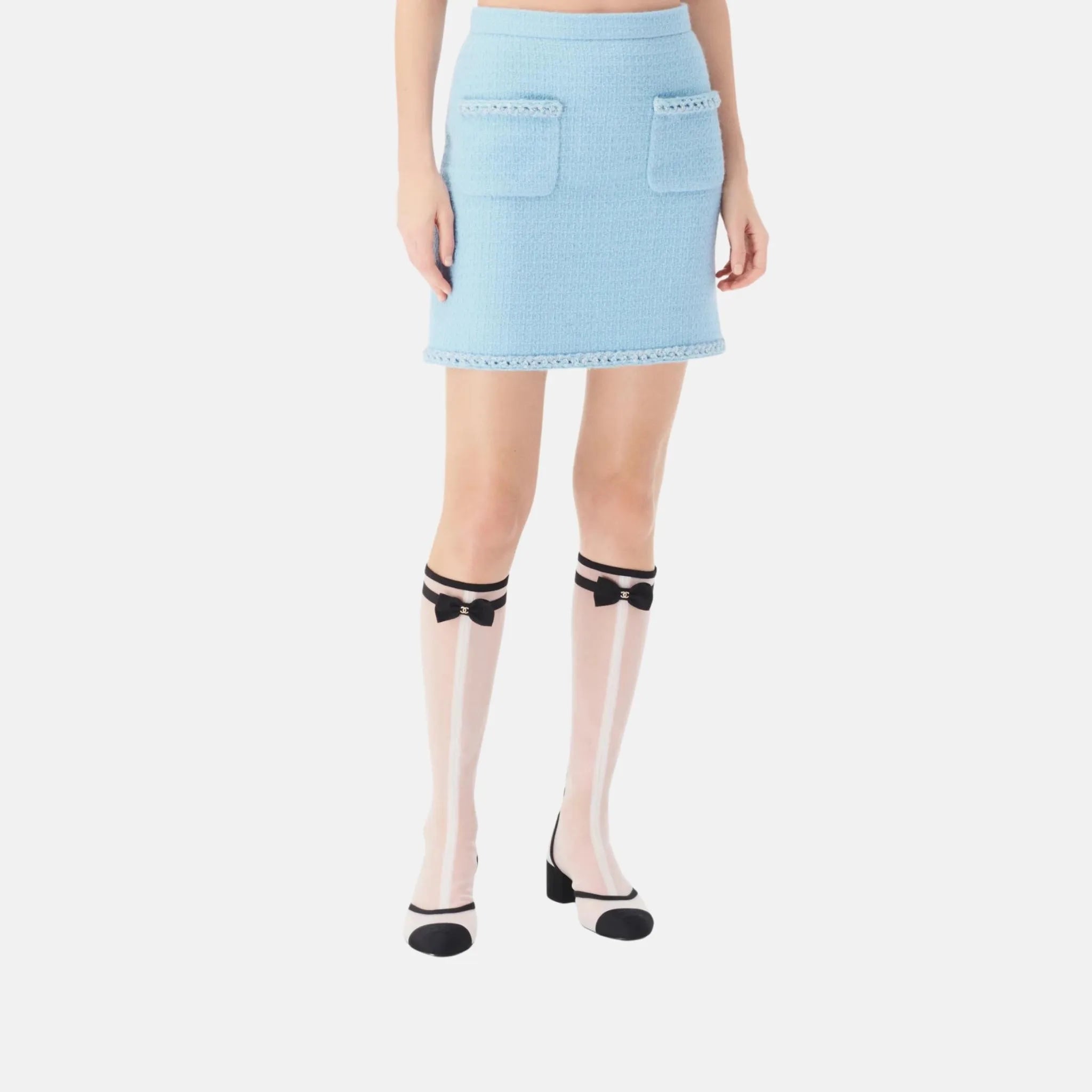 Skirt in Light Blue Wool Tweed