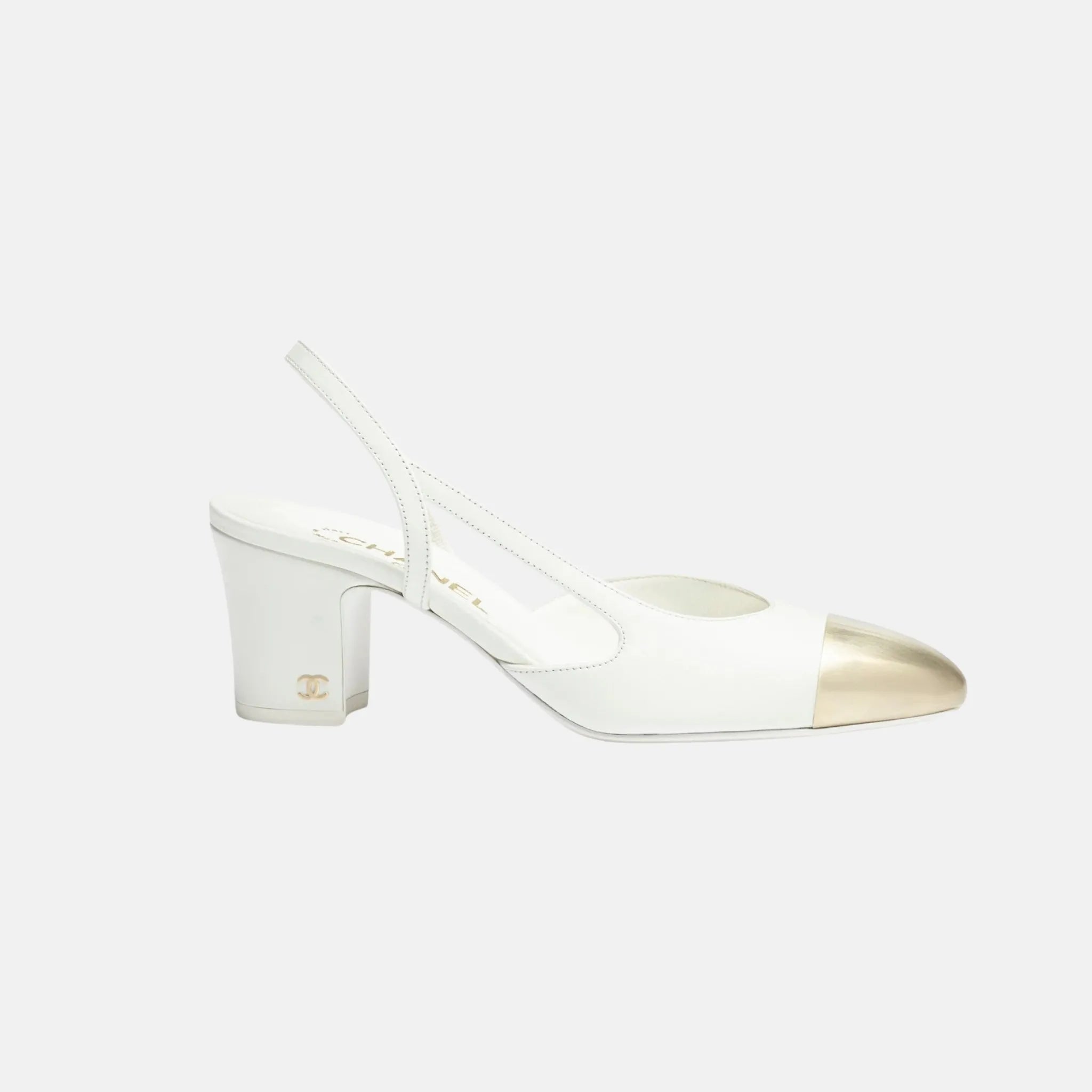 Slingback Heels in Calfskin and Metal