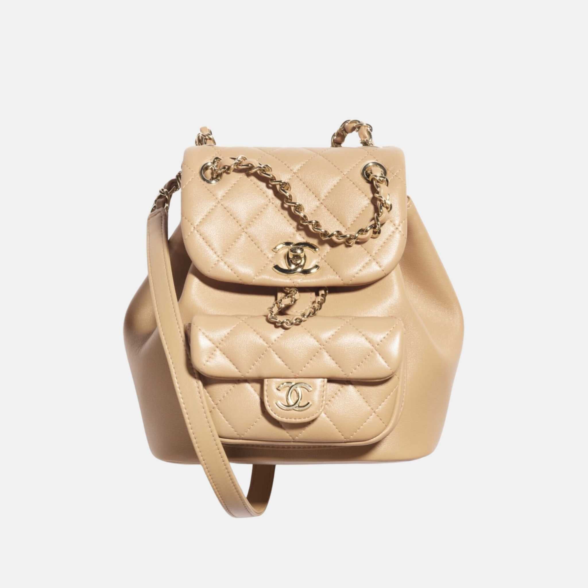 Small Backpack In Calfskin And Gold Tone Metal