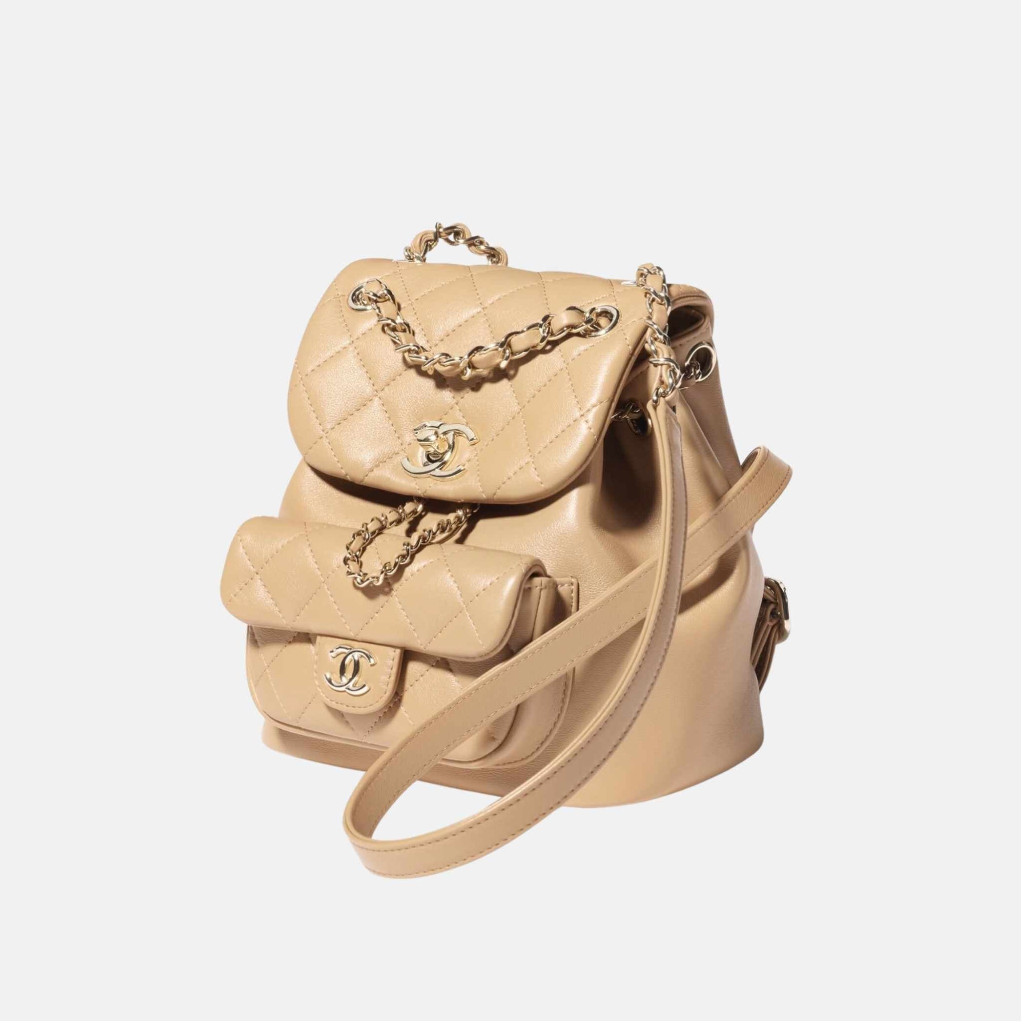 Small Backpack In Calfskin And Gold Tone Metal