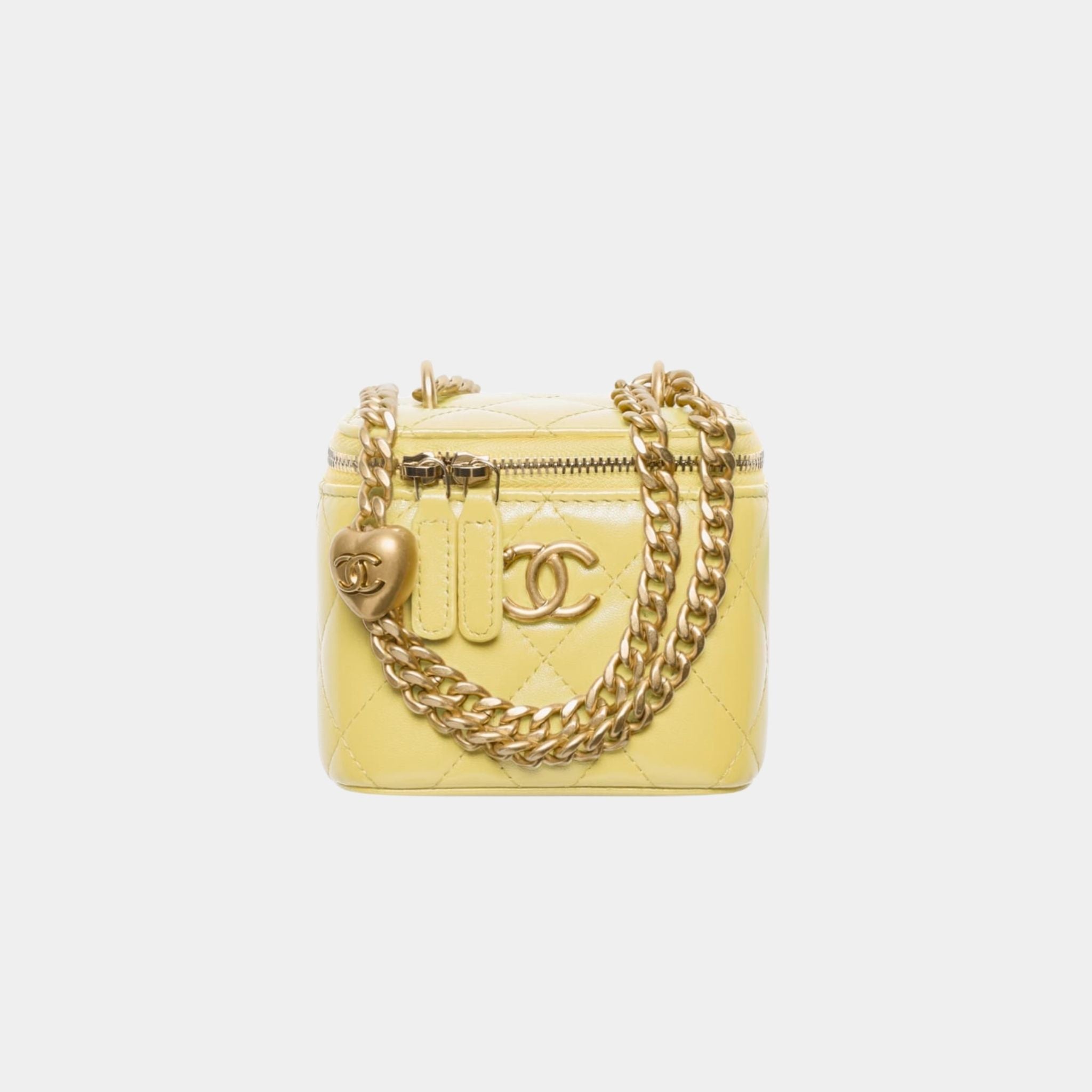 Small Vanity with Chain in Shiny Lambskin and Gold Tone Metal