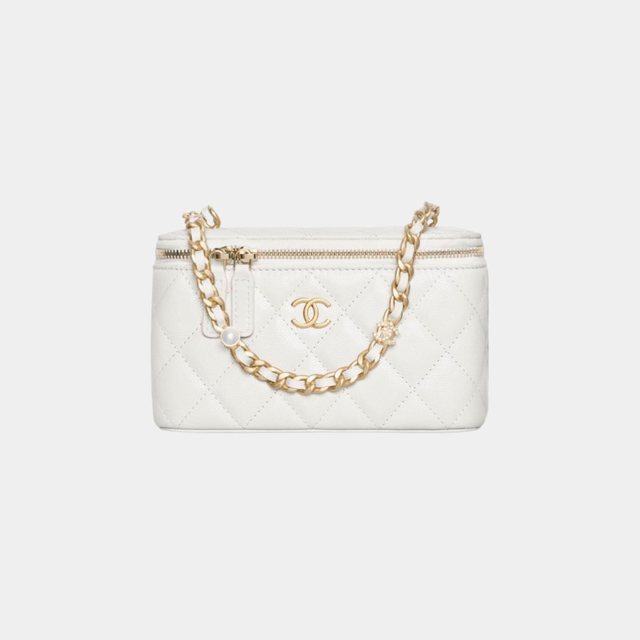 Vanity with Gold-Tone Chain in Grained Shiny Calfskin