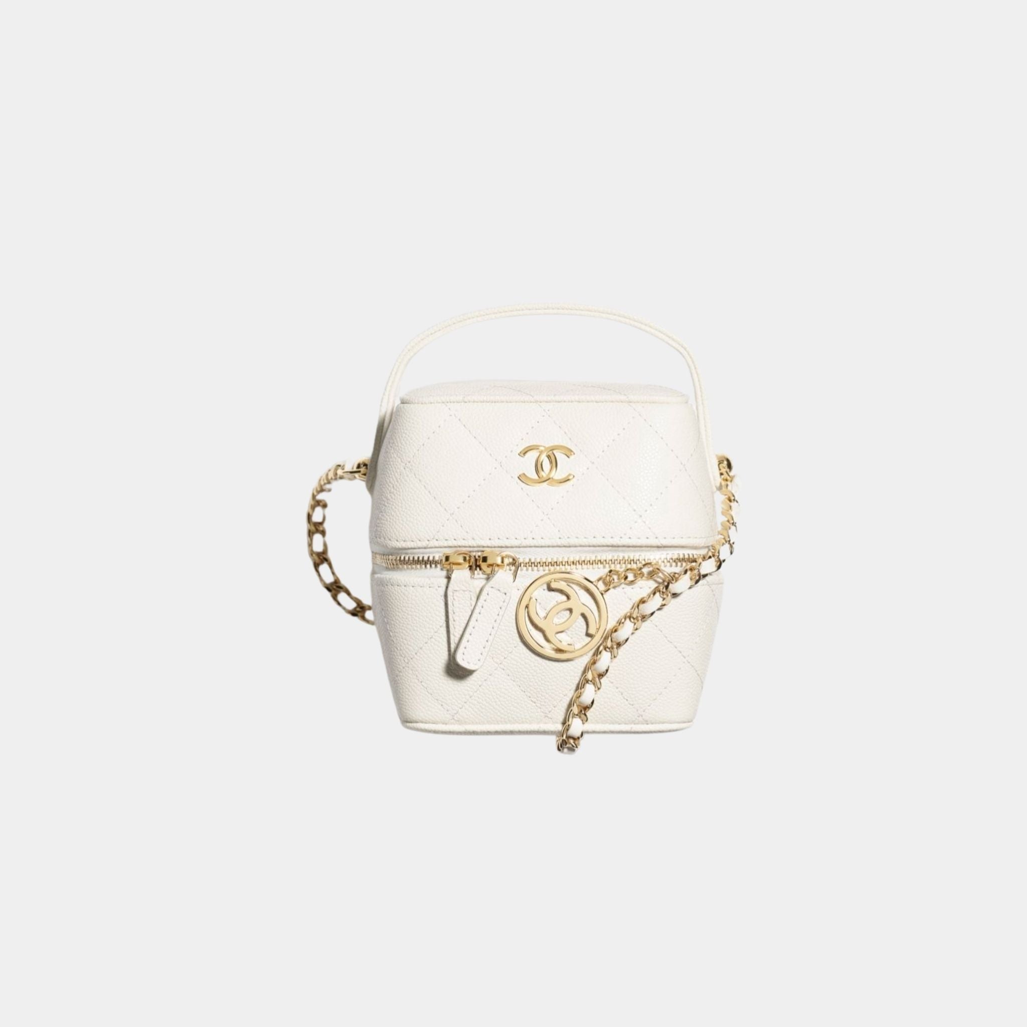Vanity with Chain in Grained Calfskin and Gold Tone Metal