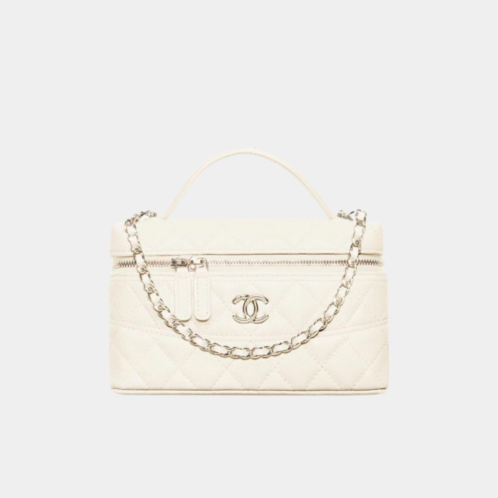 Vanity with Chain in Grained Calfskin and Gold Toned Metal