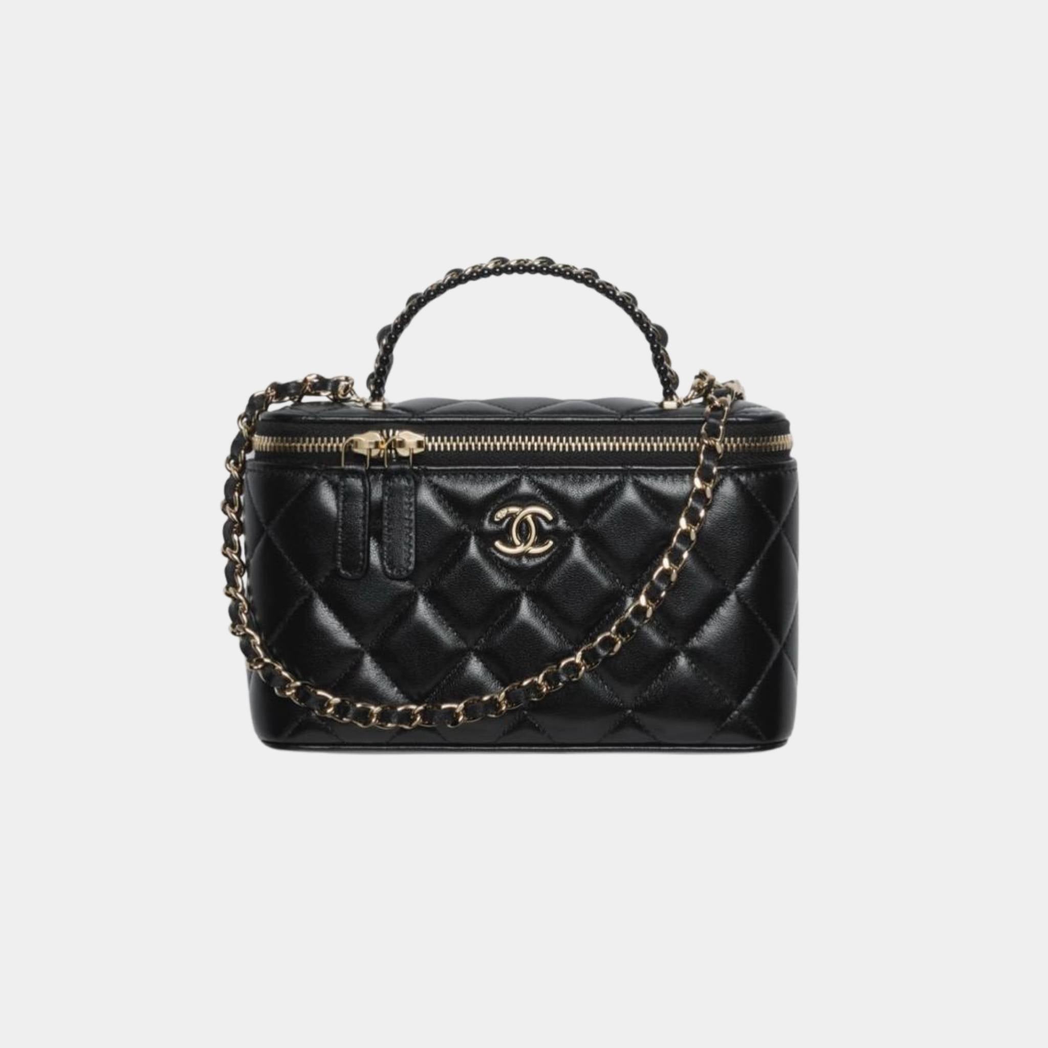 Vanity with Chain in Lambskin and Imitation Pearls