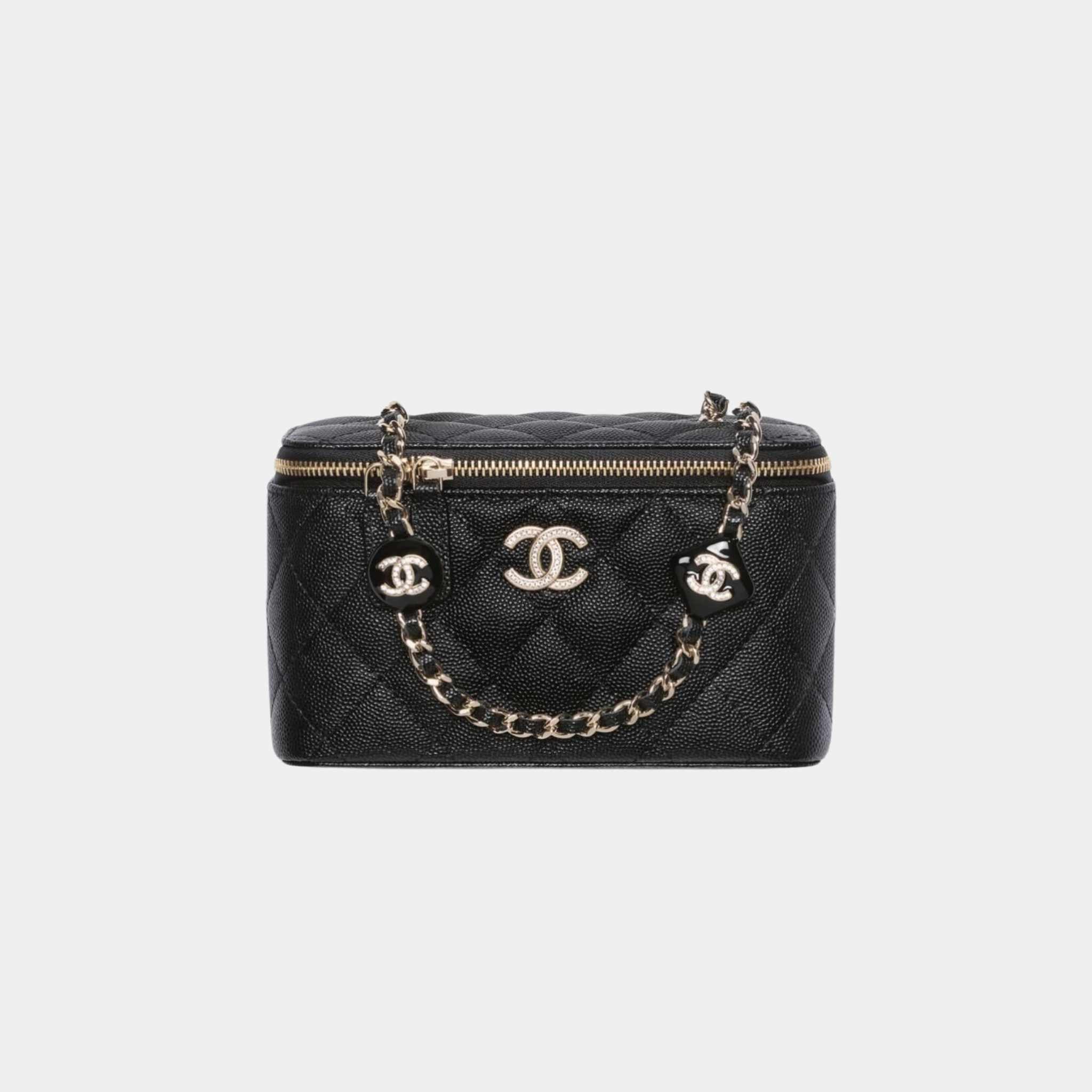 Vanity with Chain in Shiny Grained Calfskin and Enamel