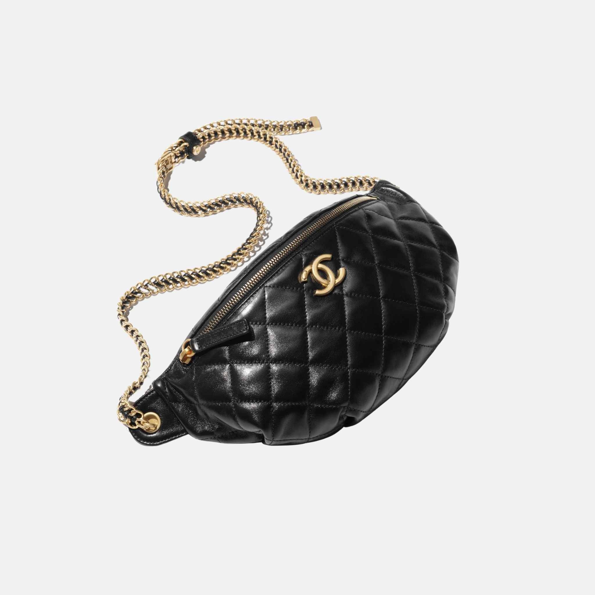 Waist Bag In Shiny Lambskin & Tone Metal