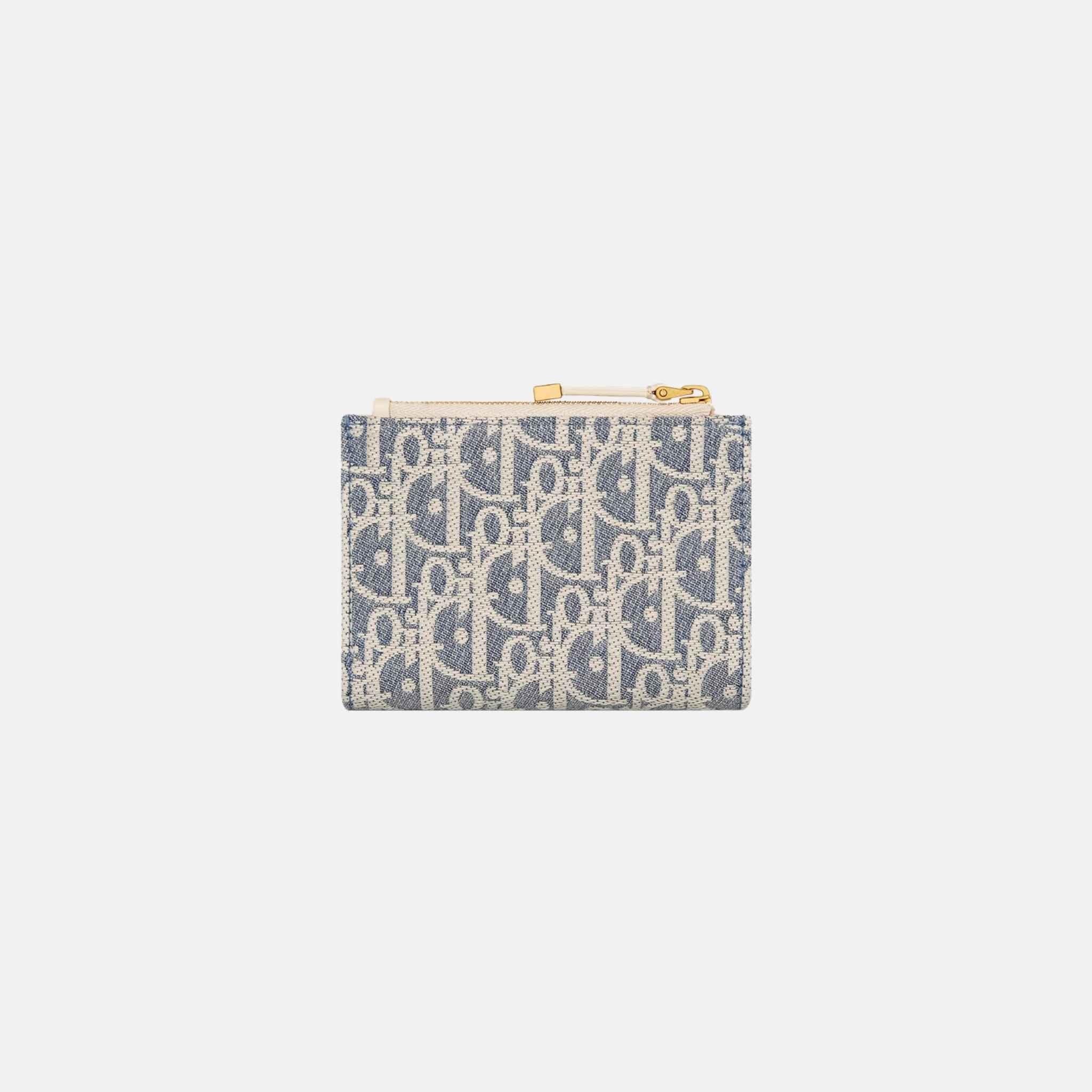 Dior 30 Montaigne Dahlia Wallet with Raffia and Calfskin