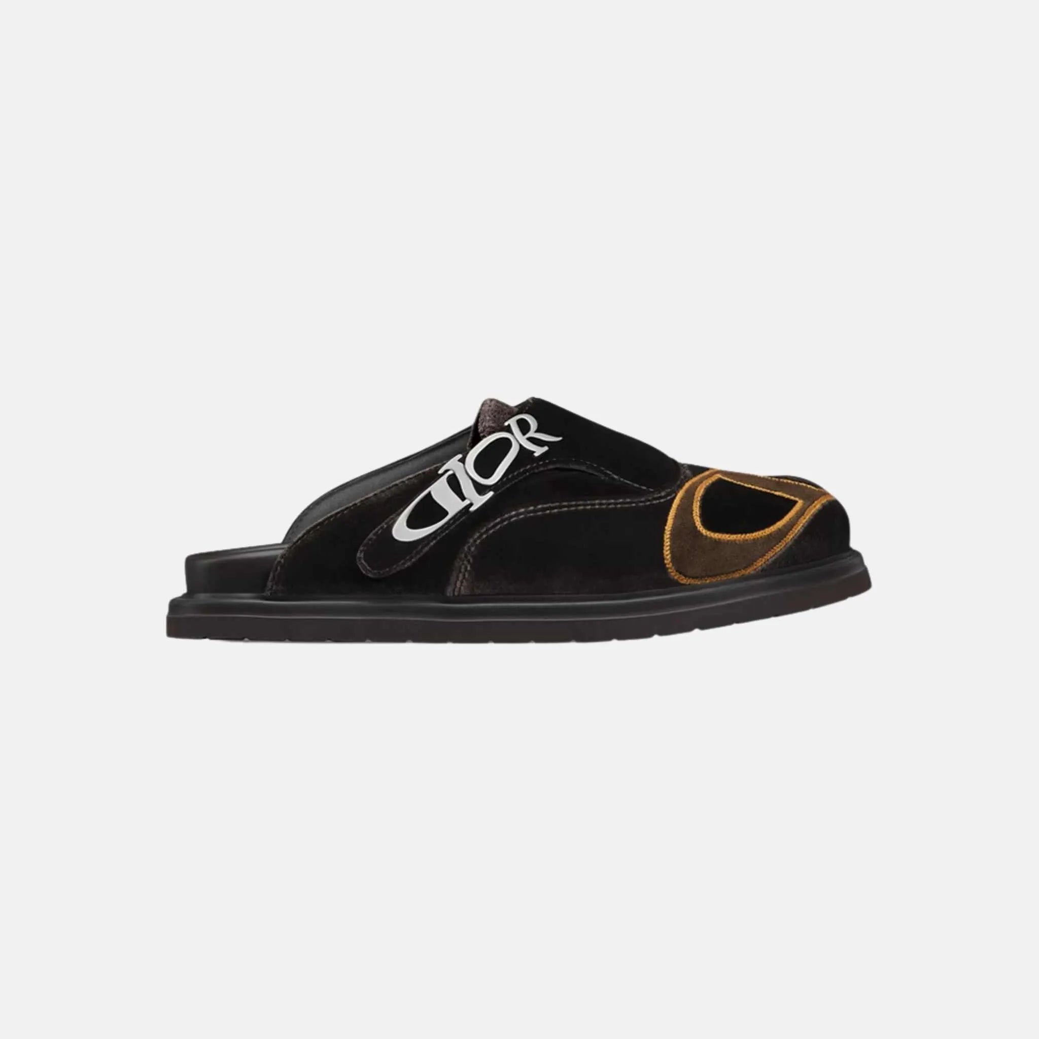 Aqua Mule DIOR & LEWIS HAMILTON Brown Embroidered Velvet