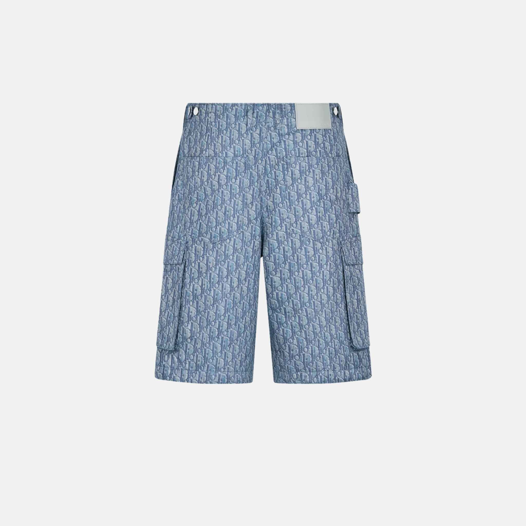 Oblique Bermuda Cargo Shorts In Cotton Blend Twill