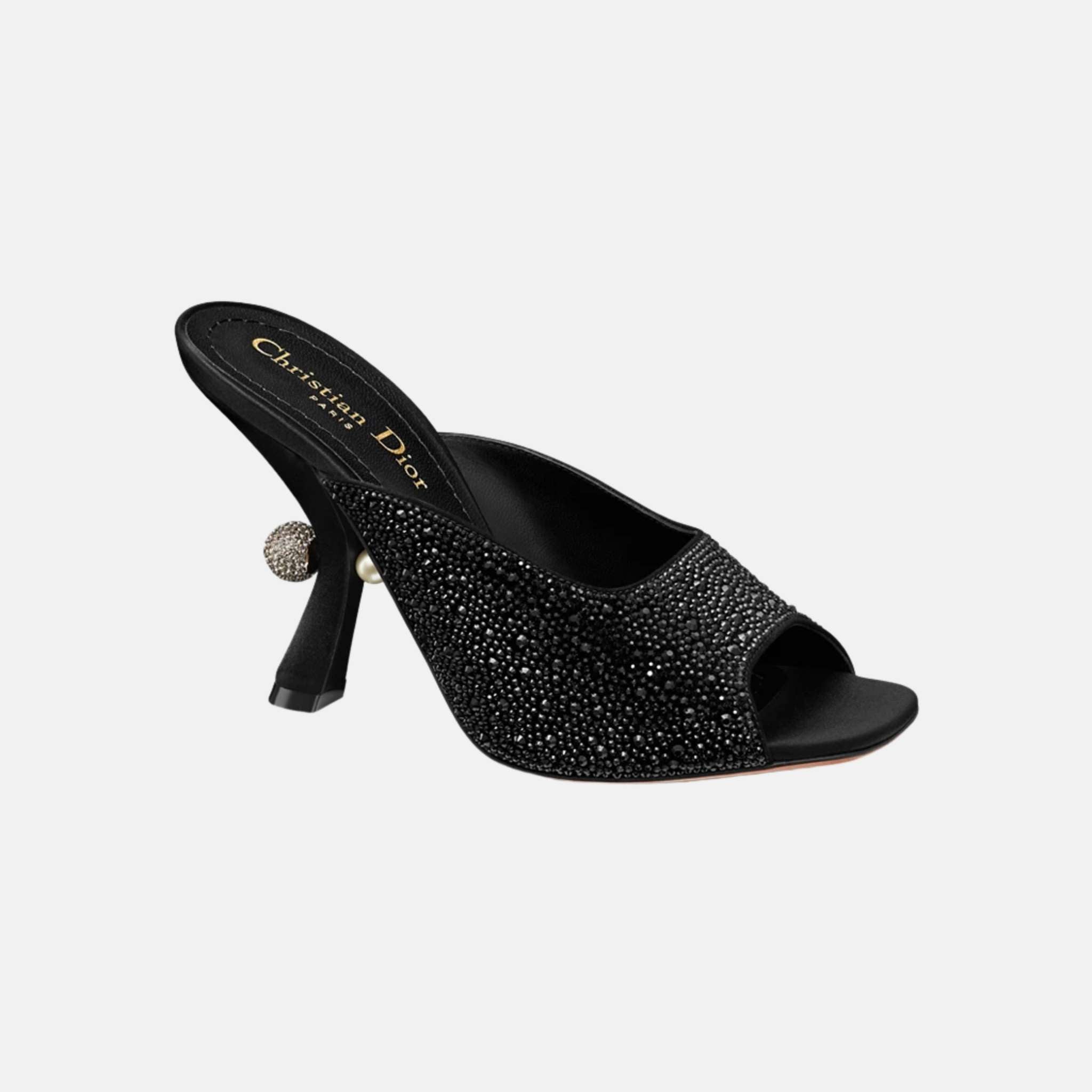 Or Dior Tribales Heeled Slide In Suede Goatskin & Strass