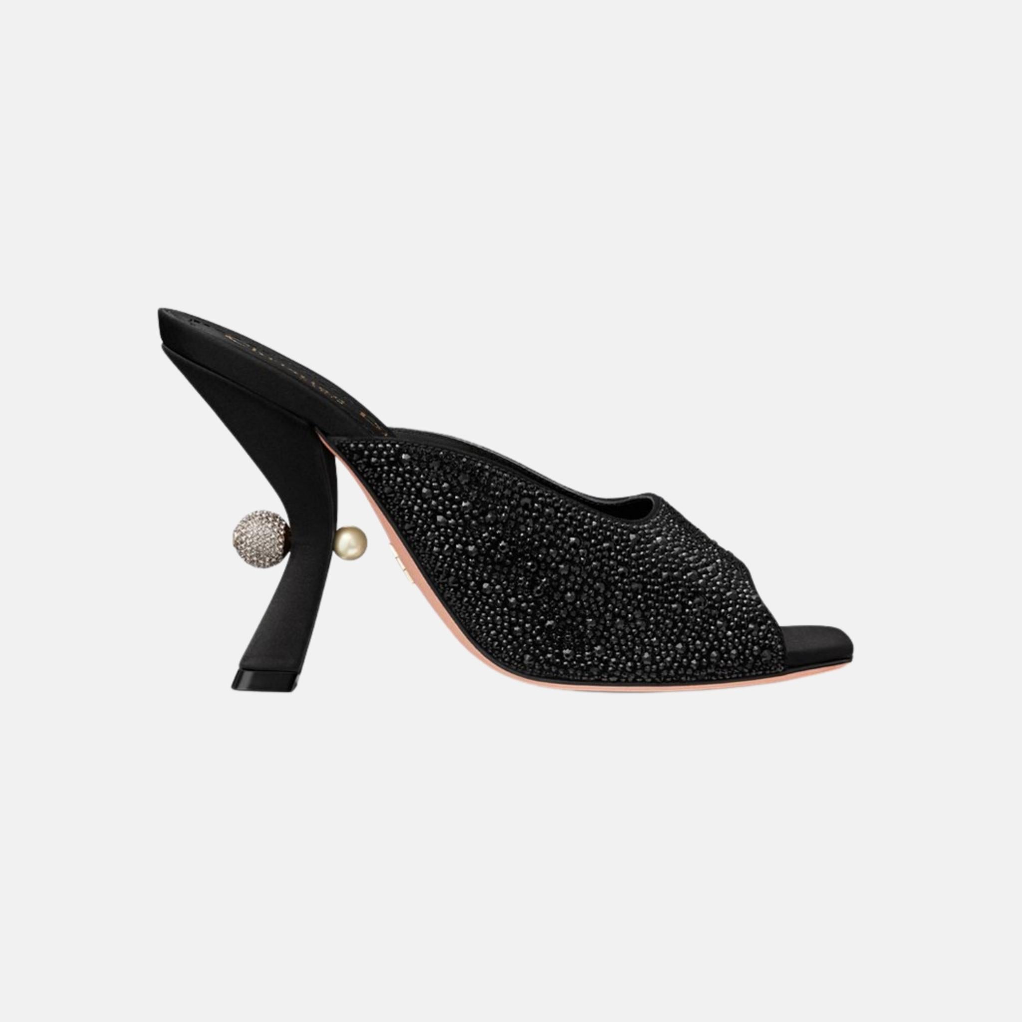 Or Dior Tribales Heeled Slide In Suede Goatskin & Strass