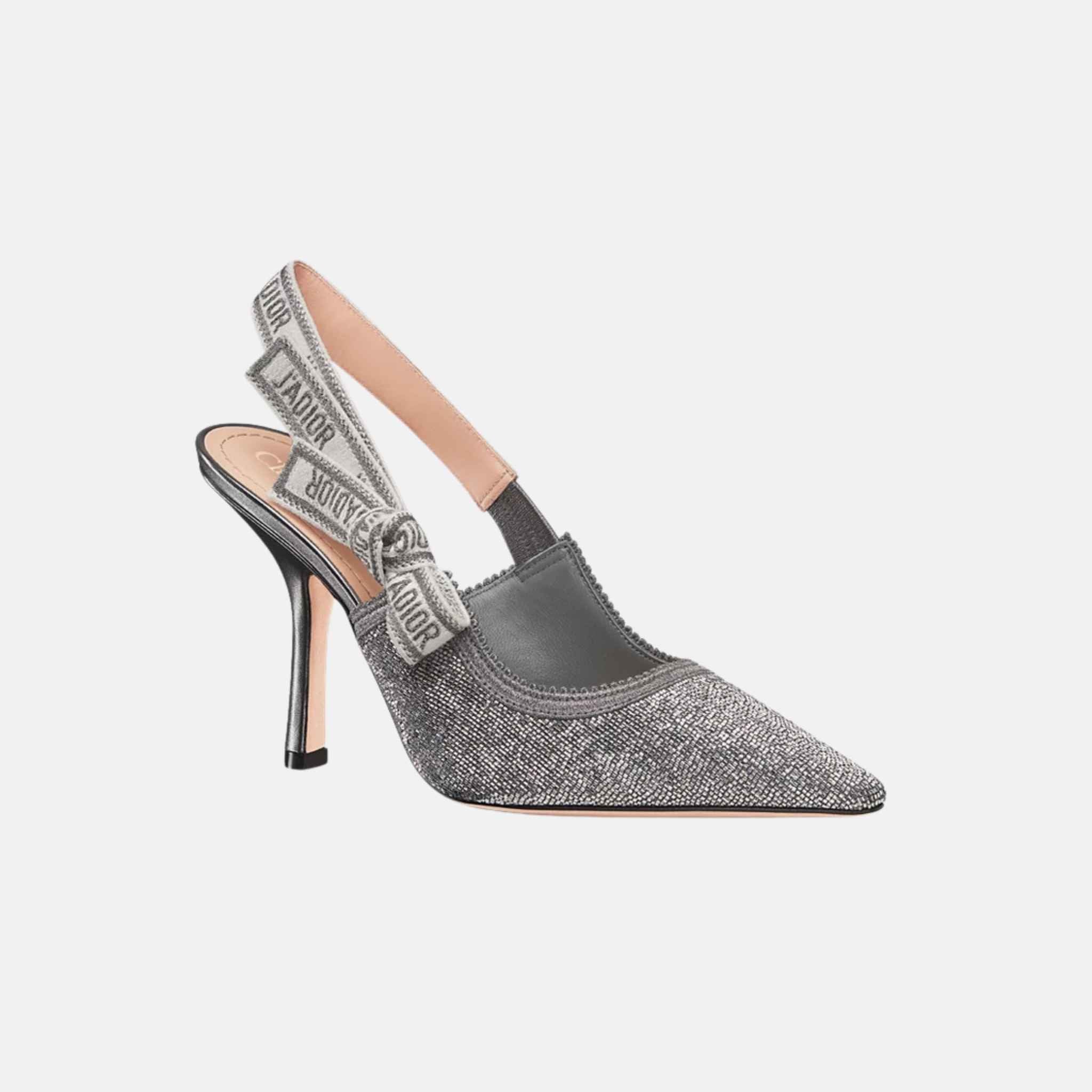 Or JAdior Slingback Pump In Embroidered Cotton & Beads